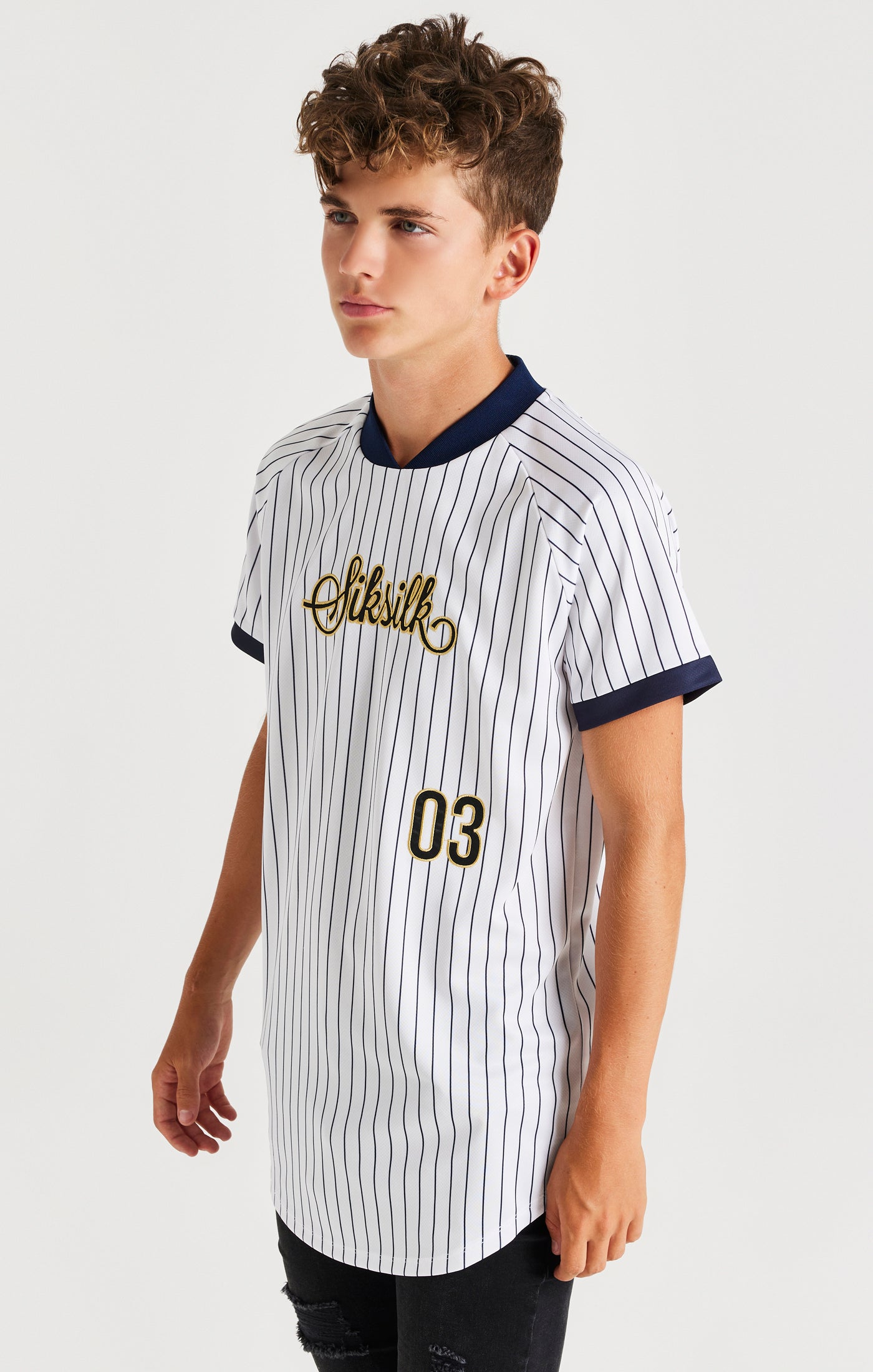 Load image into Gallery viewer, SikSilk Baseball Jersey - White &amp; Navy