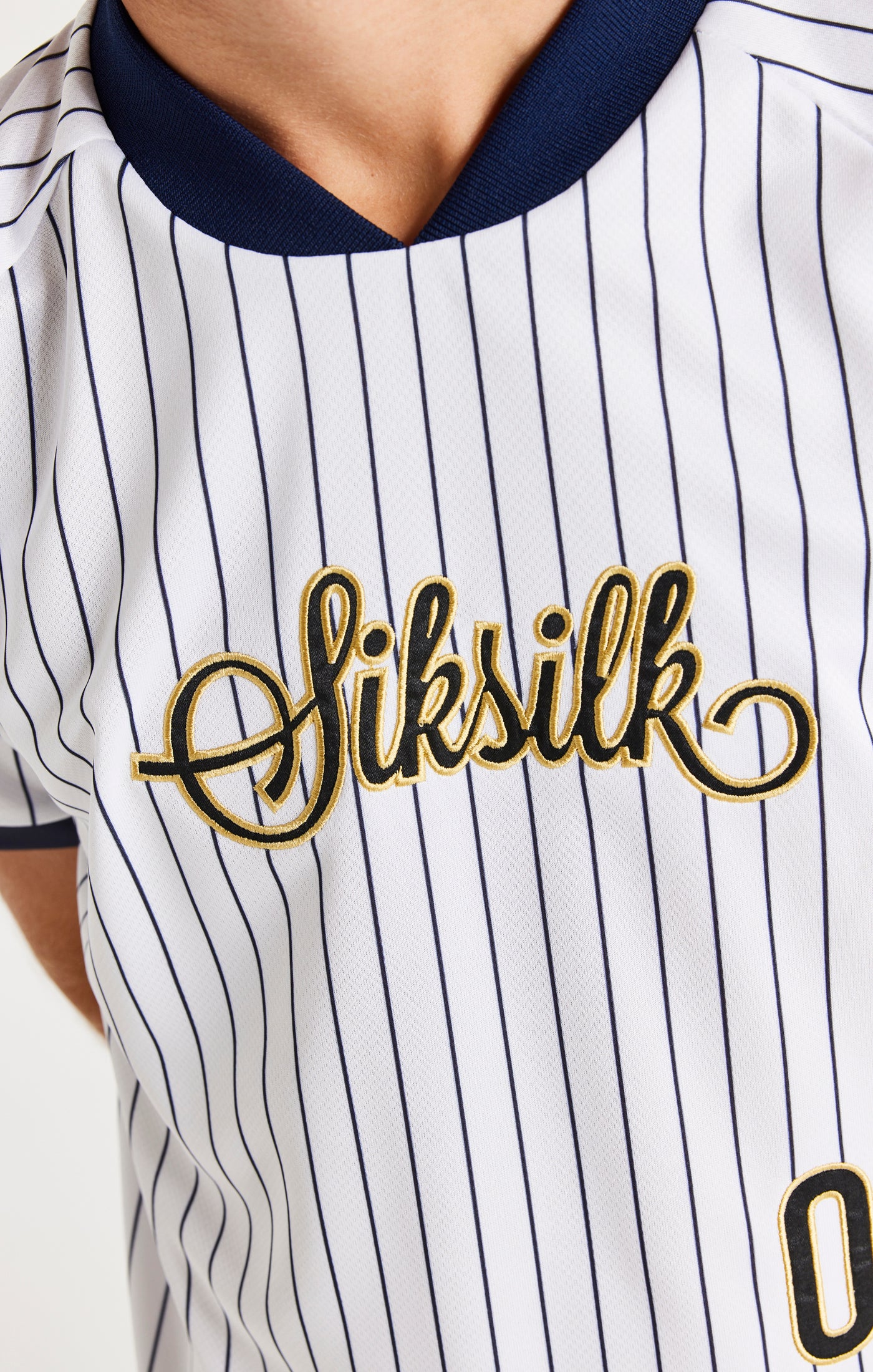Load image into Gallery viewer, SikSilk Baseball Jersey - White &amp; Navy (1)