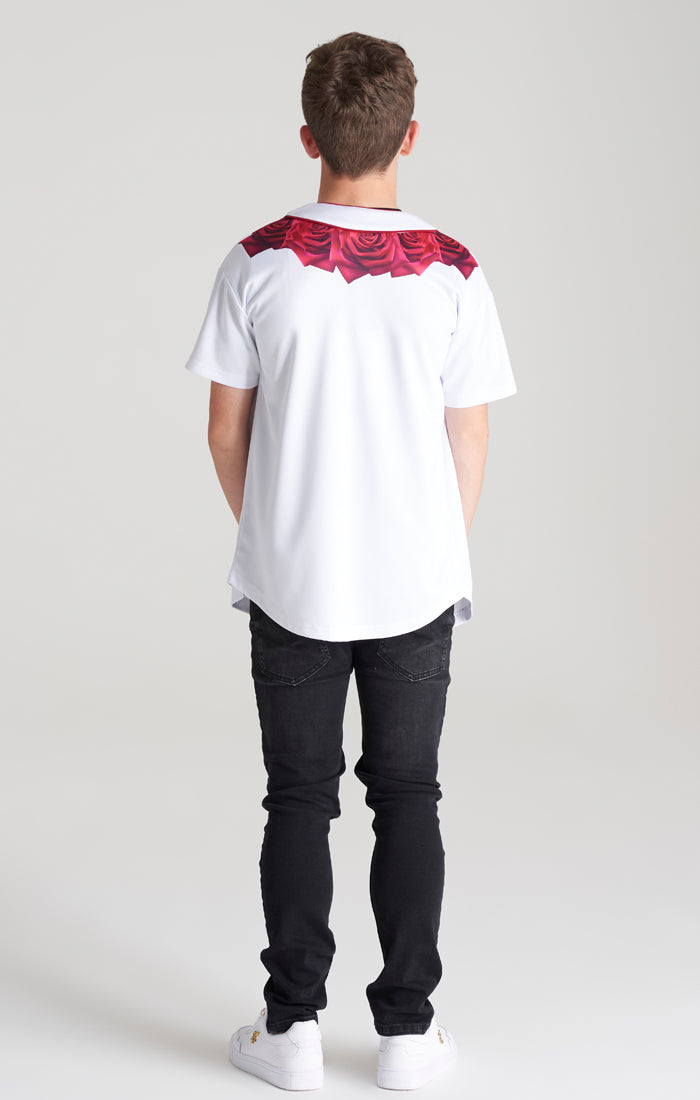 Load image into Gallery viewer, SikSilk Rose Baseball Jersey - White &amp; Red (1)