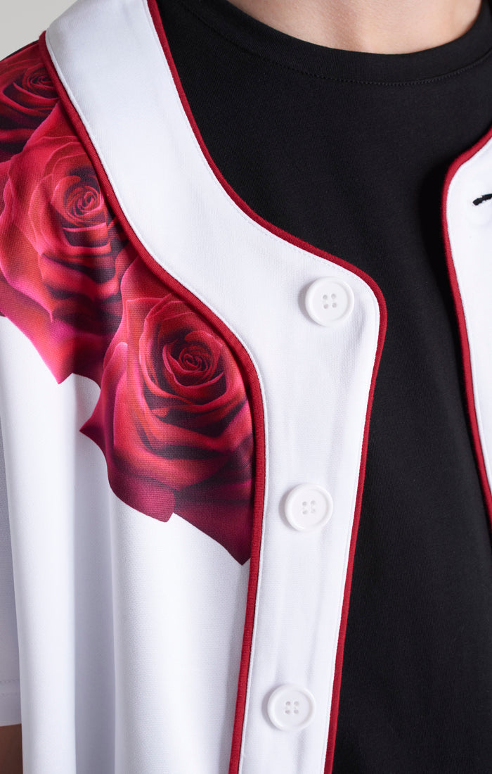 Load image into Gallery viewer, SikSilk Rose Baseball Jersey - White &amp; Red (2)