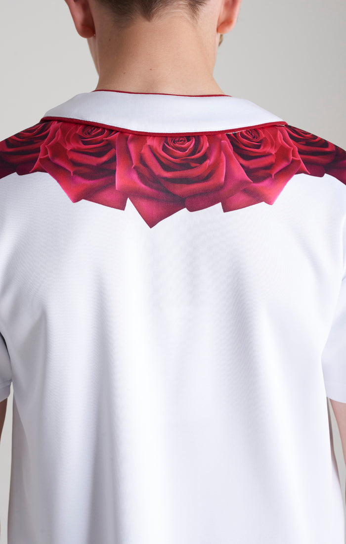 Load image into Gallery viewer, SikSilk Rose Baseball Jersey - White &amp; Red (3)