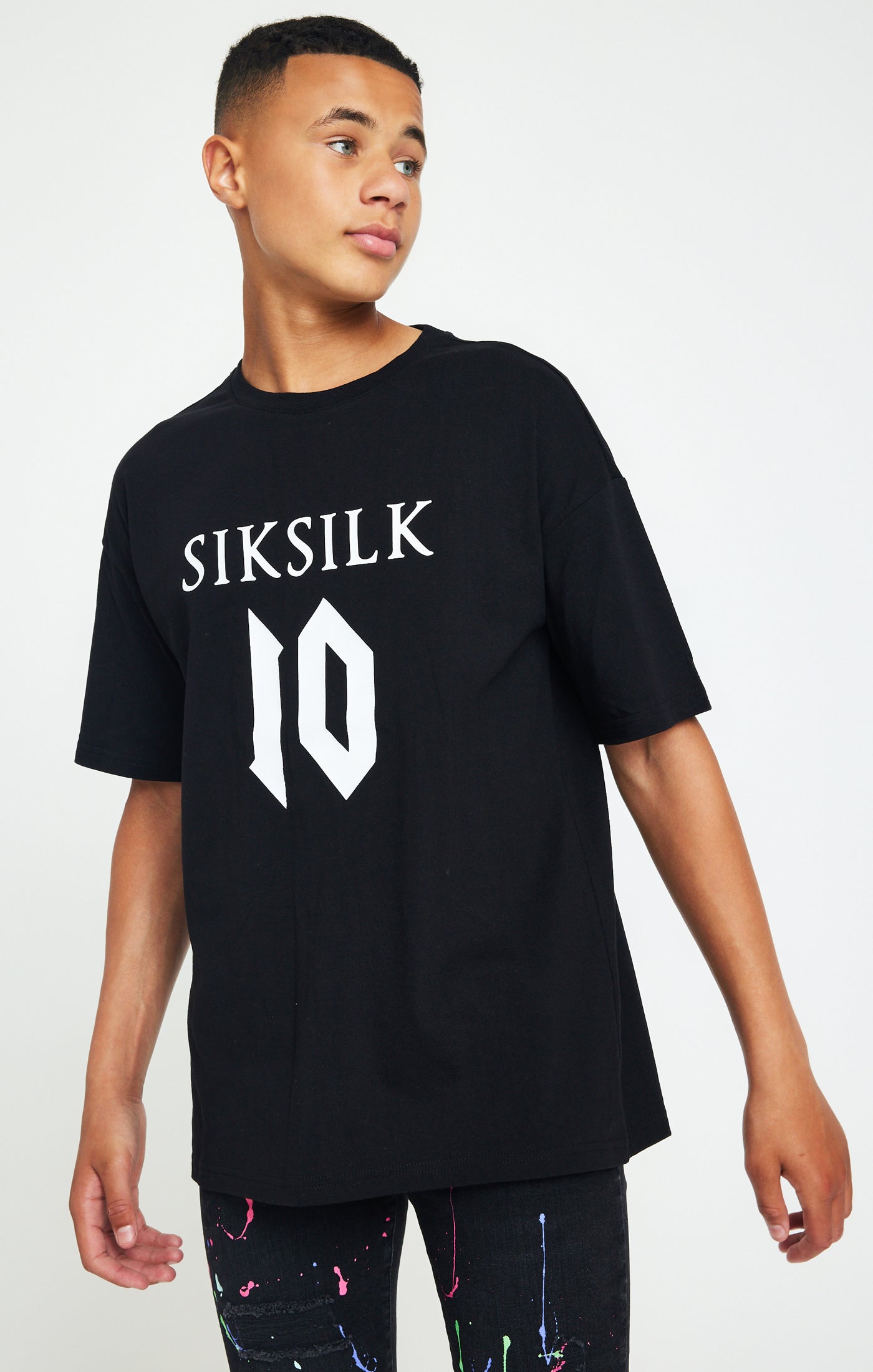 Load image into Gallery viewer, Boys Messi x SikSilk Black Oversized Logo T-Shirt