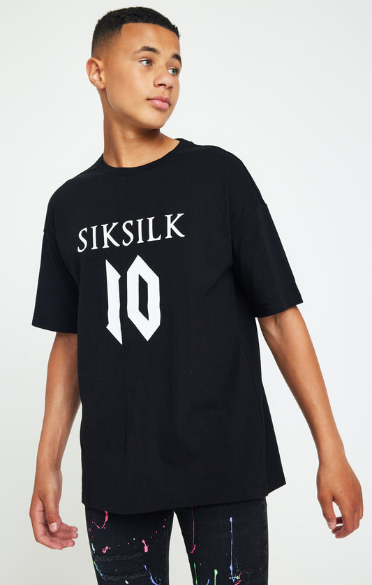Boys Messi x SikSilk Black Oversized Logo T-Shirt