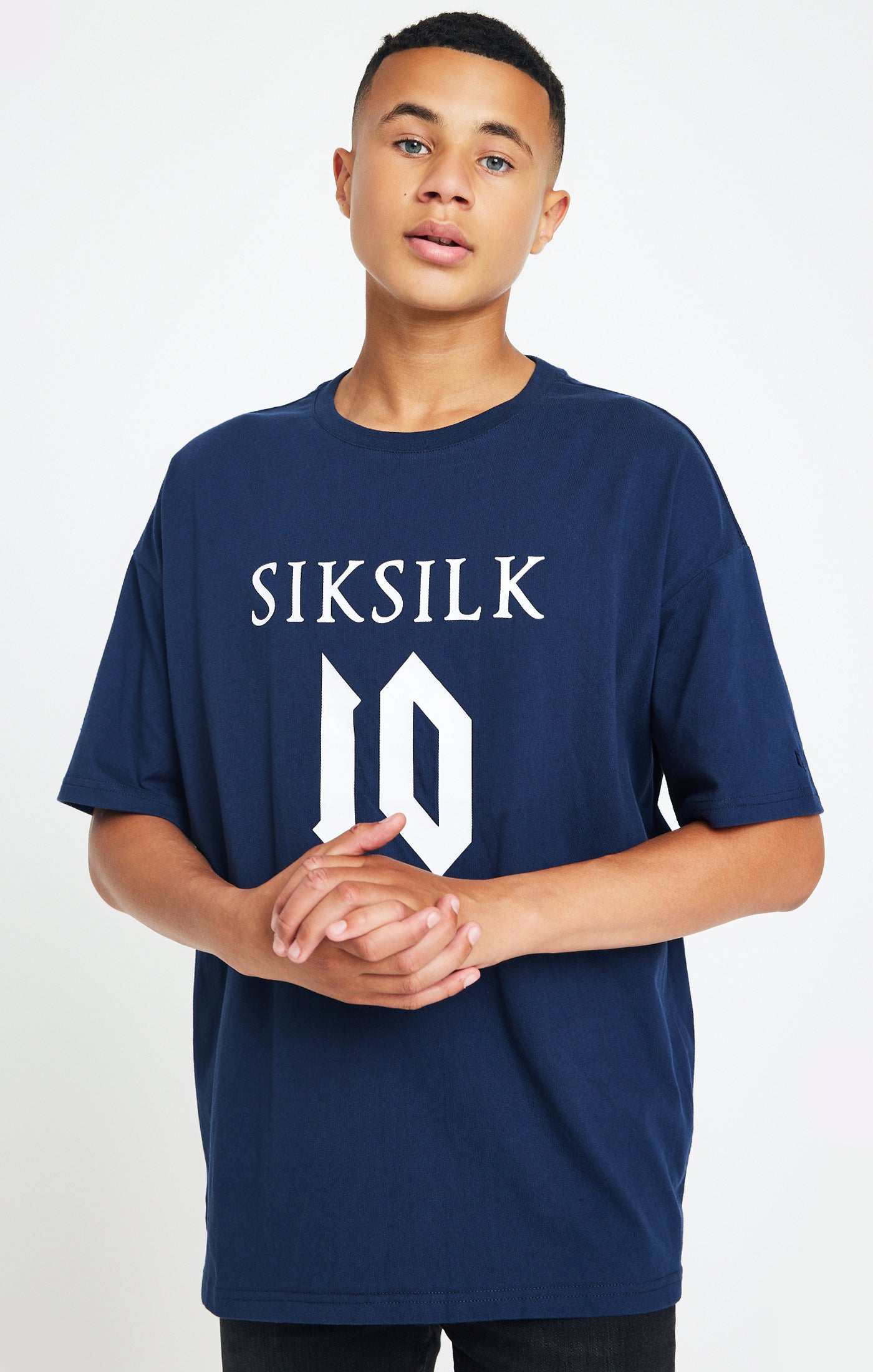 Load image into Gallery viewer, Messi X SikSilk Oversized Logo Tee - Navy