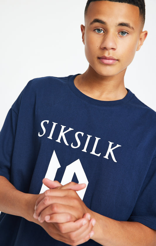 Messi X SikSilk Oversized Logo Tee - Navy