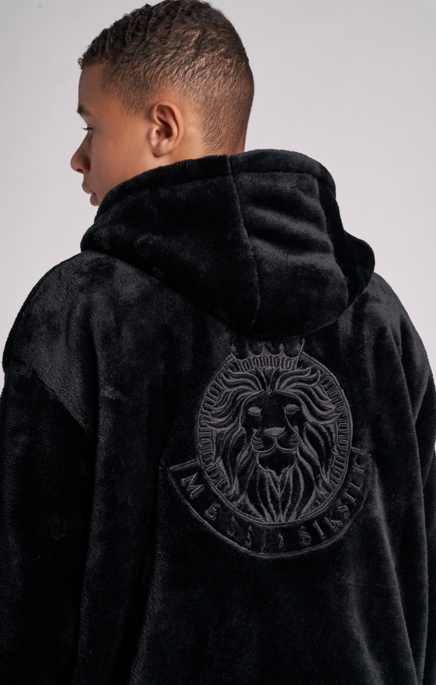 Load image into Gallery viewer, Boys Messi x SikSilk Black Faux Fur Jacket (5)