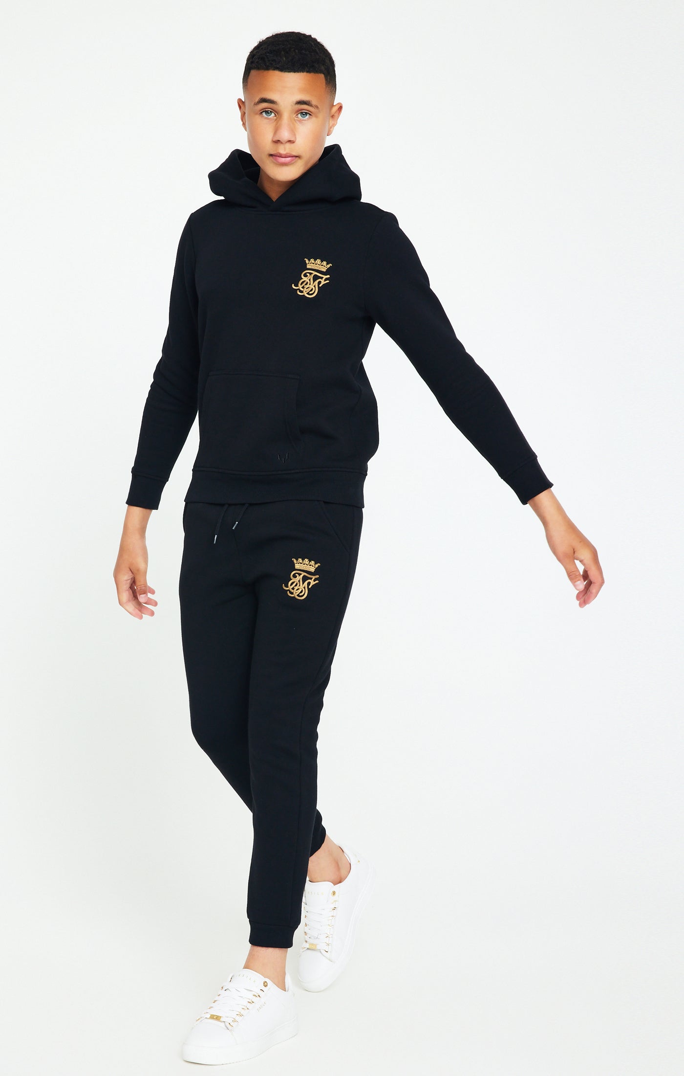 Load image into Gallery viewer, Boys Messi x SikSilk Black Embroidered Overhead Hoodie (1)