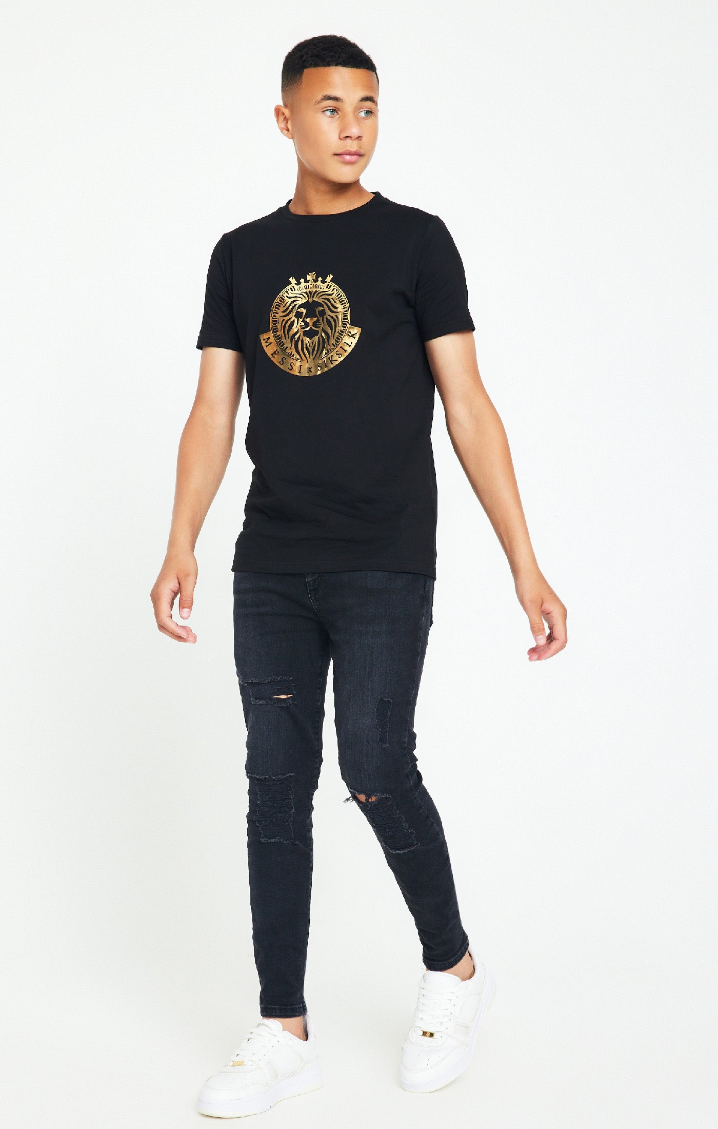 Load image into Gallery viewer, Boys Messi x SikSilk Black Graphic T-Shirt (2)
