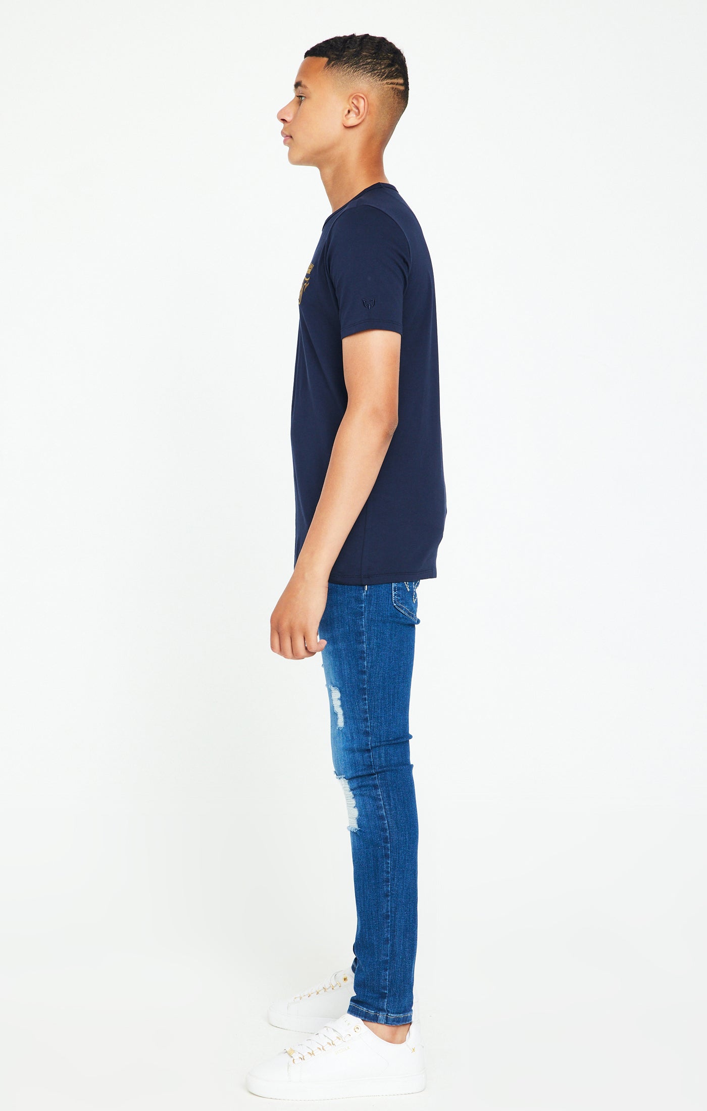 Load image into Gallery viewer, Boys Messi x SikSilk Mid Wash Distressed Skinny Denim Jean (2)