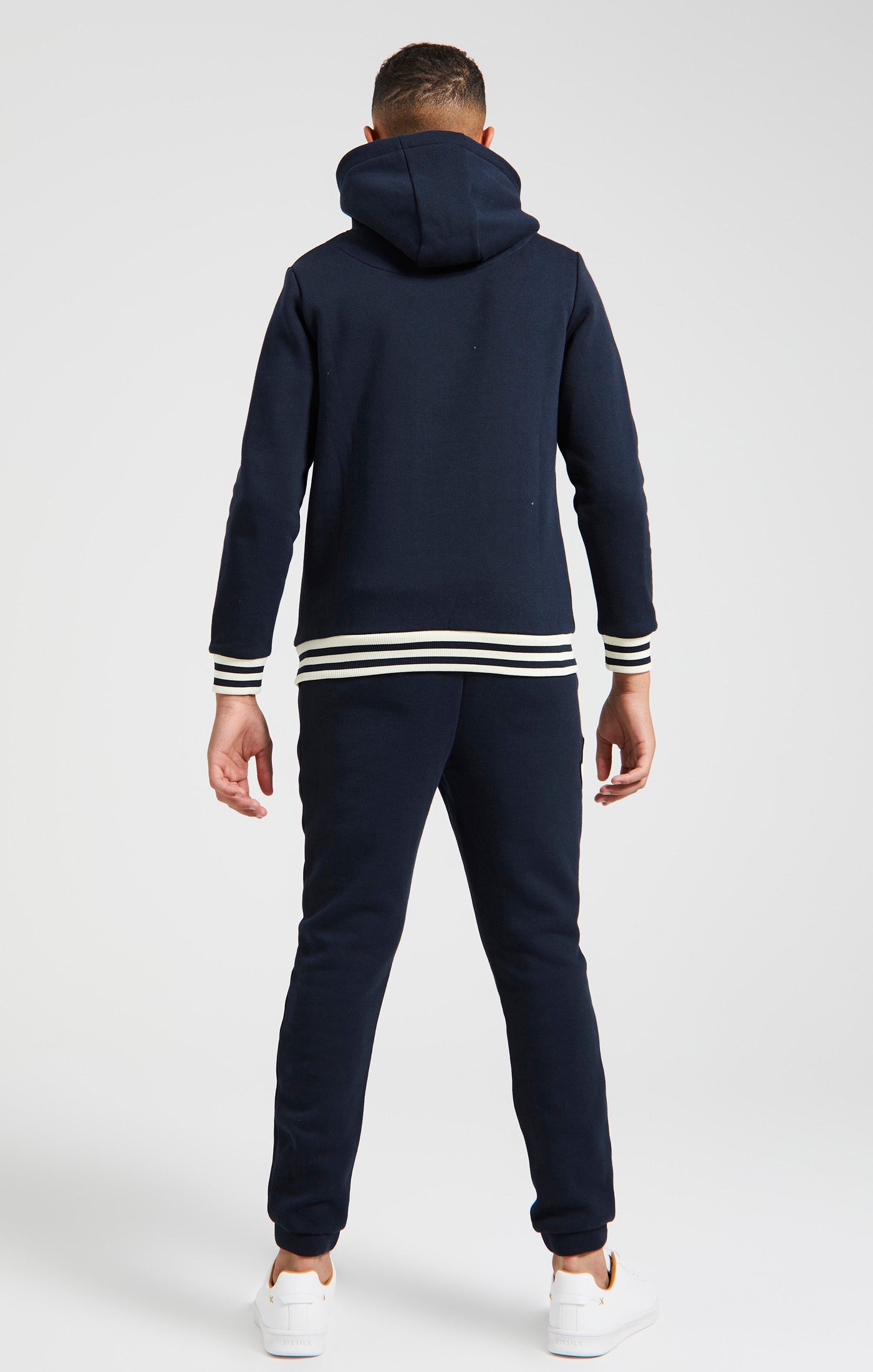 Load image into Gallery viewer, Boys Messi x SikSilk Navy Striped Rib Overhead Hoodie (4)