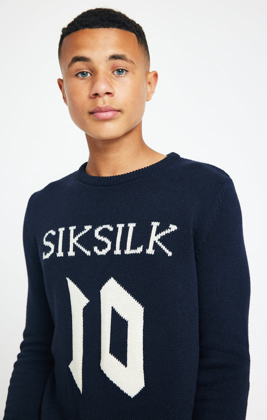 Boys Messi x SikSilk Navy Knitted Jumper
