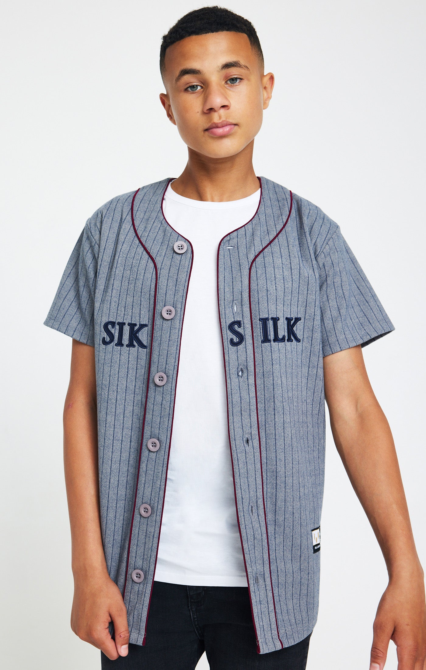 Load image into Gallery viewer, Boys Messi x SikSilk Grey Baseball Jersey (1)