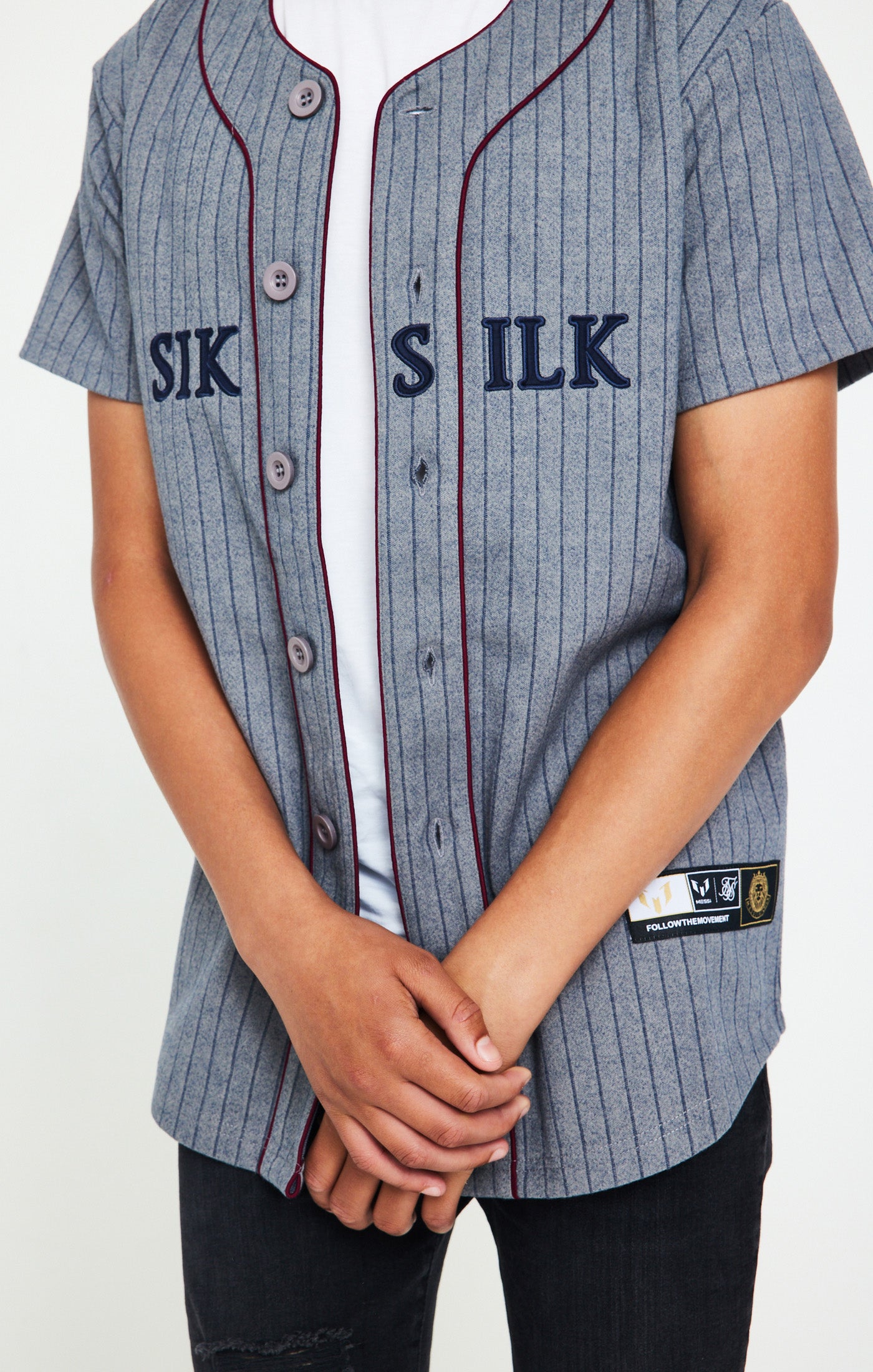 Load image into Gallery viewer, Boys Messi x SikSilk Grey Baseball Jersey (2)