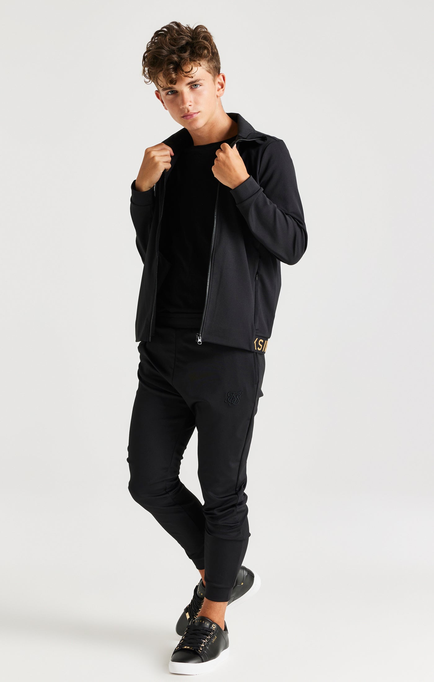 Load image into Gallery viewer, SikSilk Taped Funnel Neck Zip Through - Black (2)