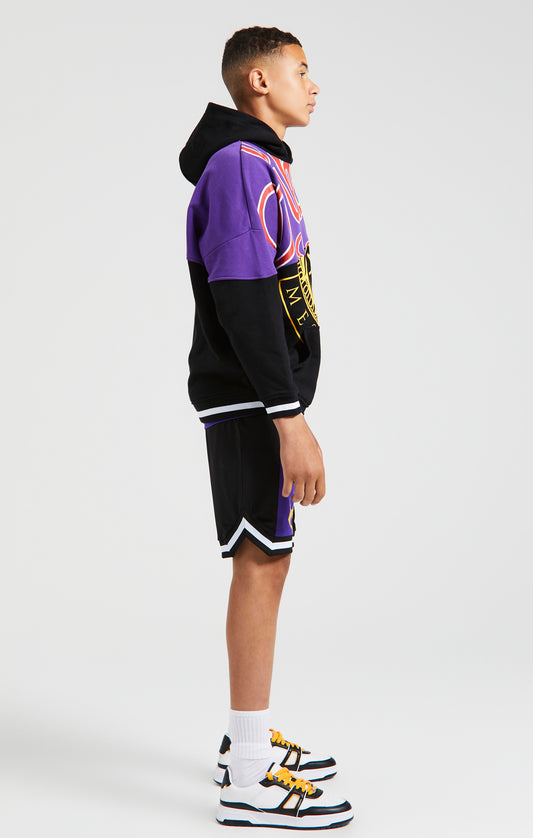 Messi x SikSilk Retro Varsity Oversized Hoodie - Black & Purple
