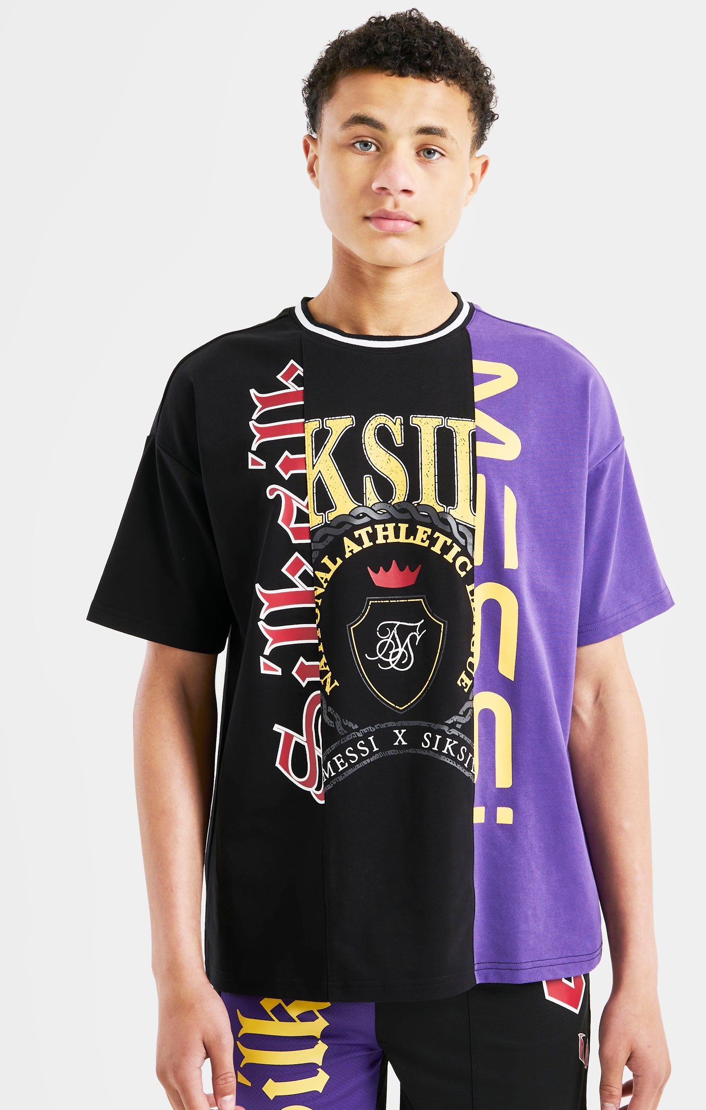 Load image into Gallery viewer, Messi x SikSilk Retro Oversized Tee - Black &amp; Purple