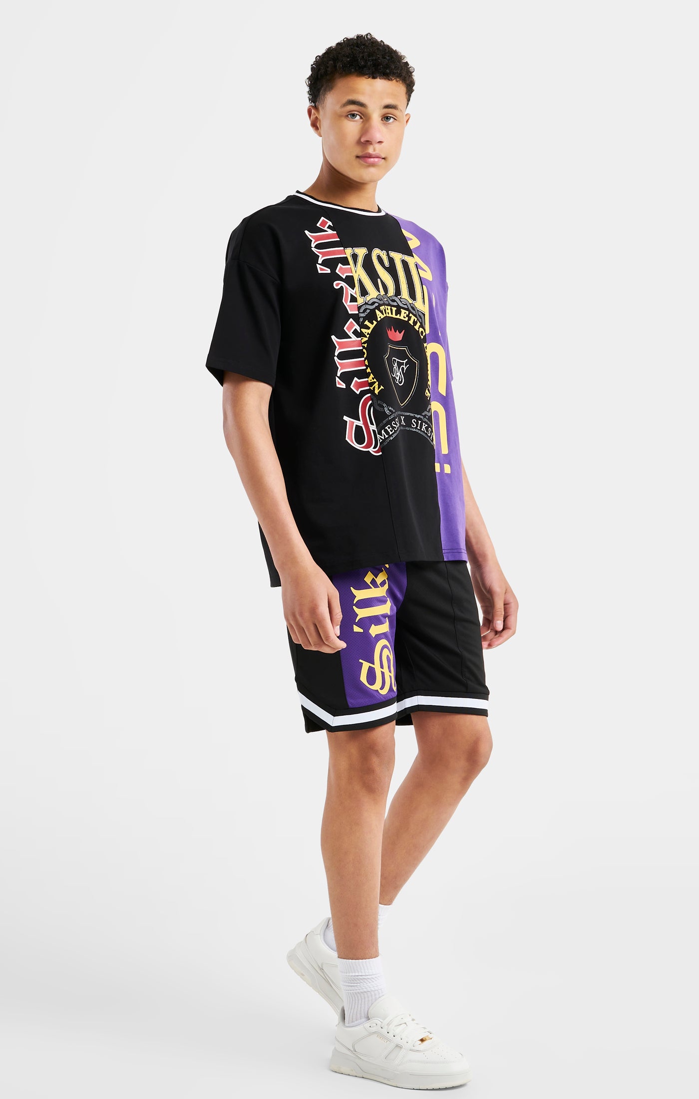 Load image into Gallery viewer, Messi x SikSilk Retro Oversized Tee - Black &amp; Purple (5)