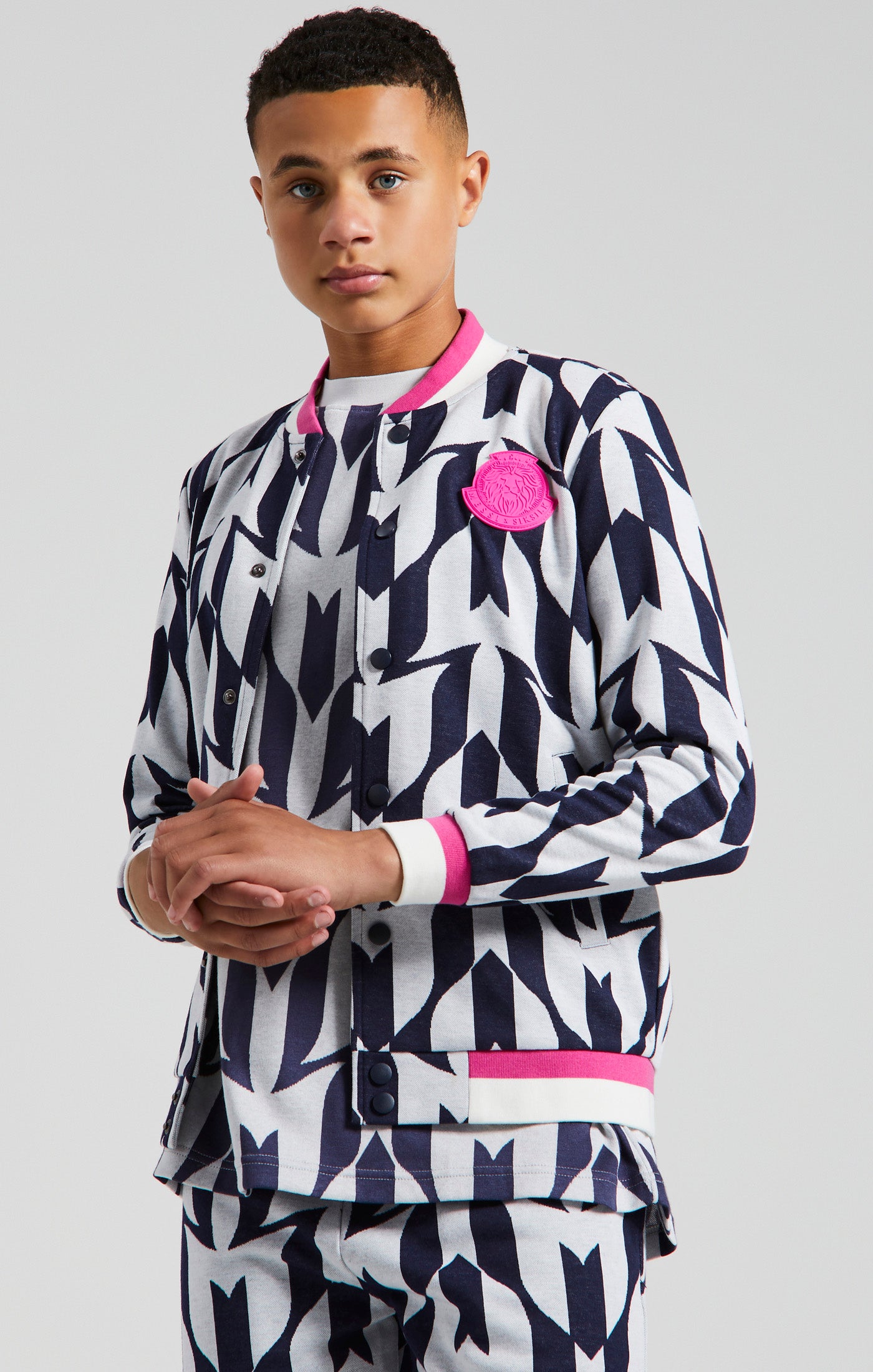 Load image into Gallery viewer, Boys Messi x SikSilk Ecru Bomber Jacket