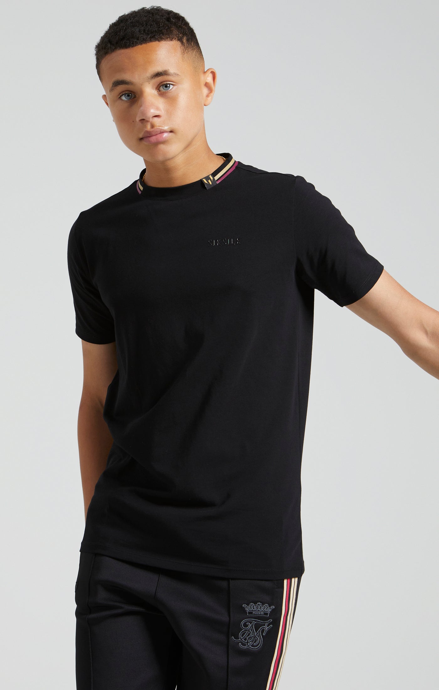Load image into Gallery viewer, Boys Black Messi x SikSilk Logo T-Shirt (1)