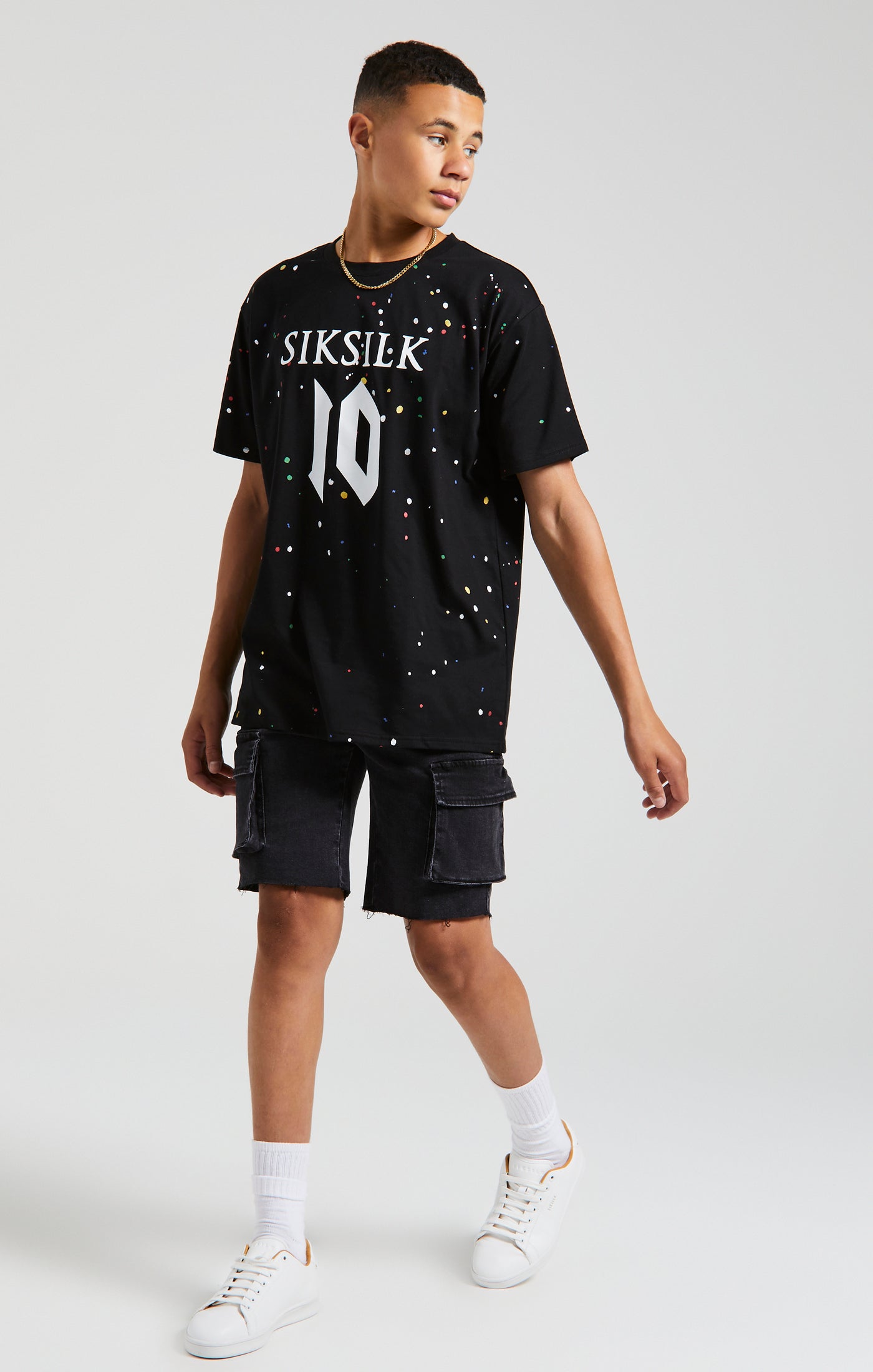 Load image into Gallery viewer, Messi x SikSilk Paint Splat Tee - Black (2)