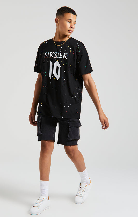 Messi x SikSilk Paint Splat Tee - Black