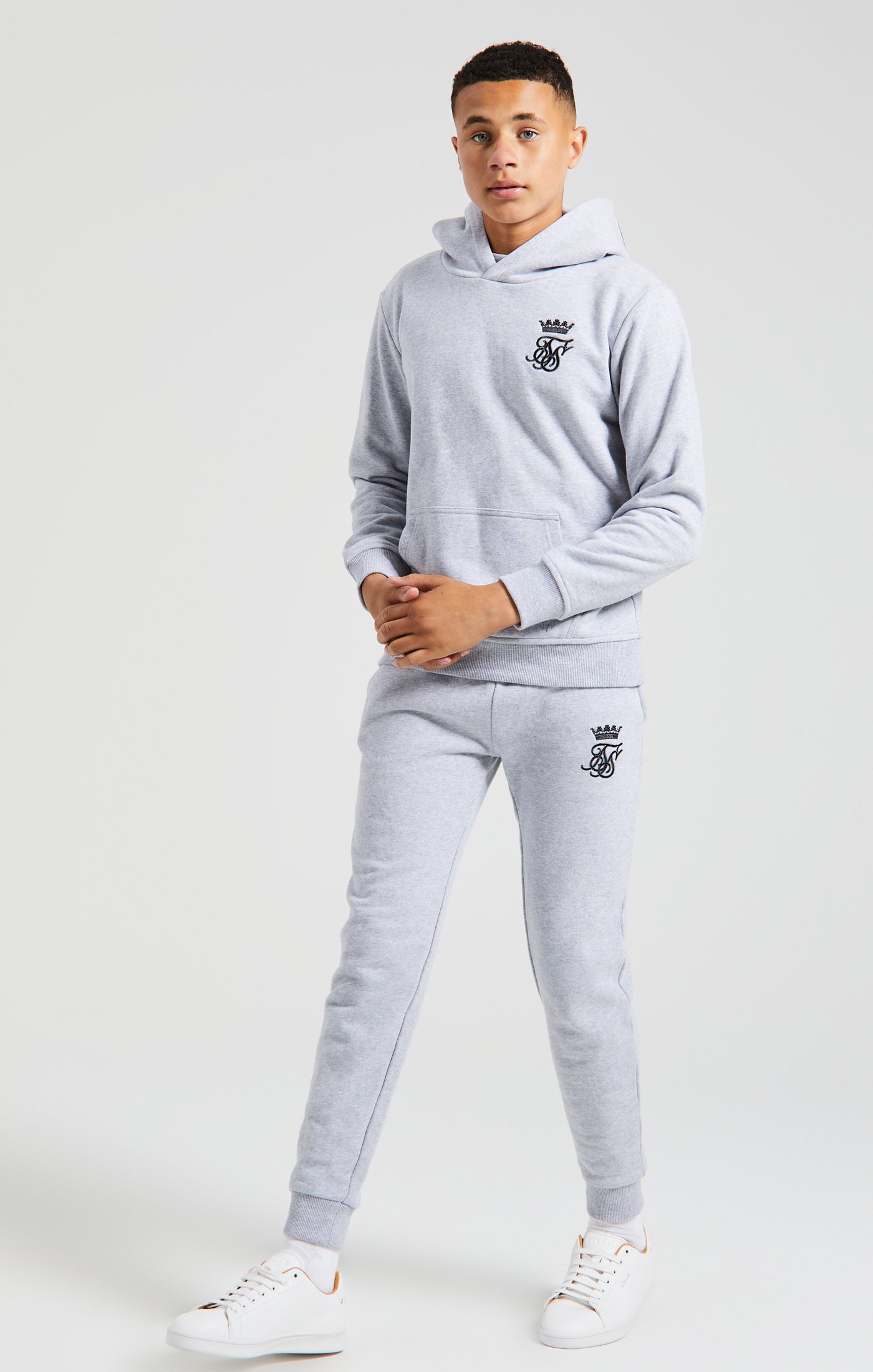 Load image into Gallery viewer, Boys Messi x SikSilk Grey Marl Embroidered Overhead Hoodie (6)