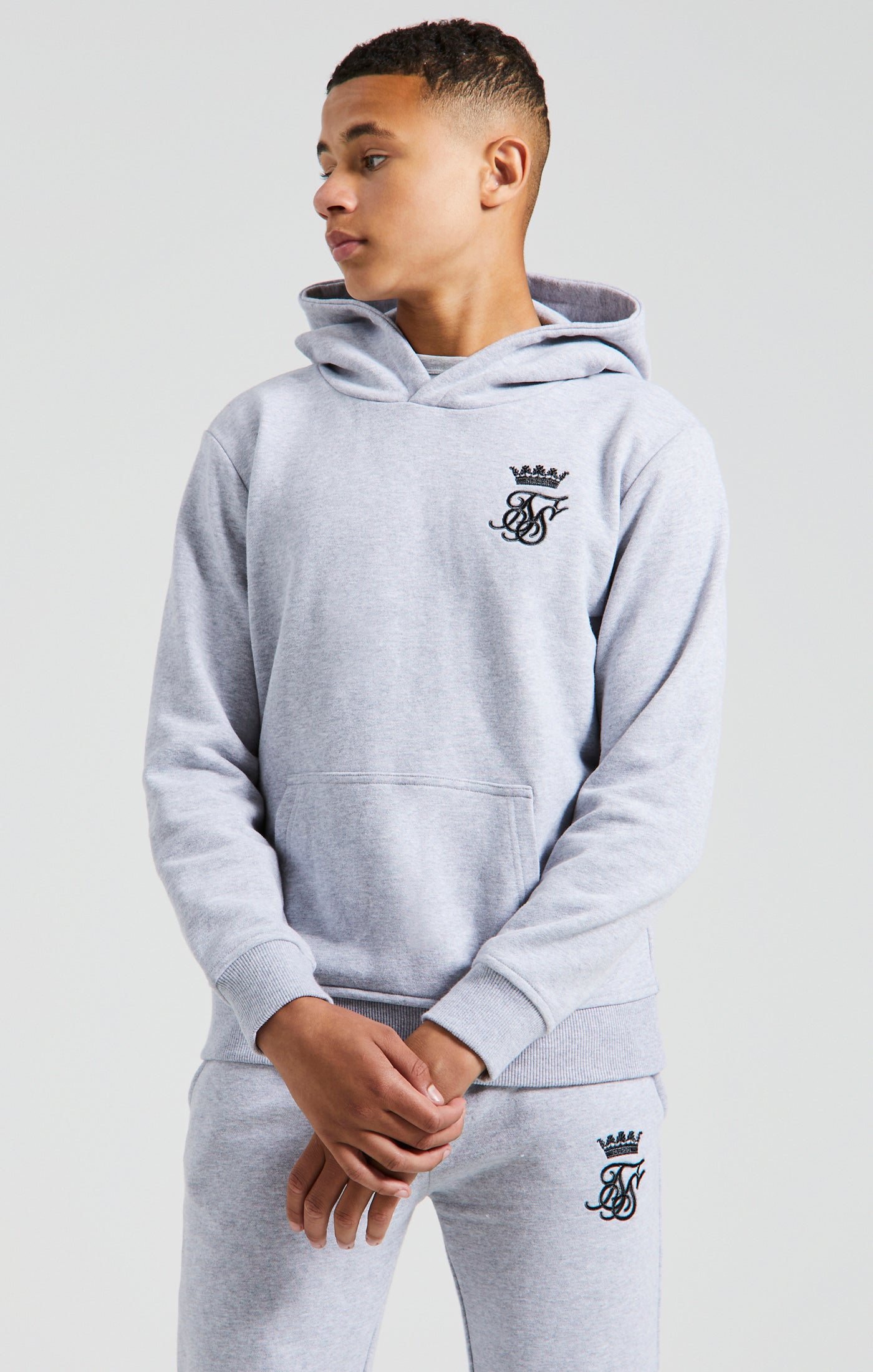 Load image into Gallery viewer, Boys Messi x SikSilk Grey Marl Embroidered Overhead Hoodie