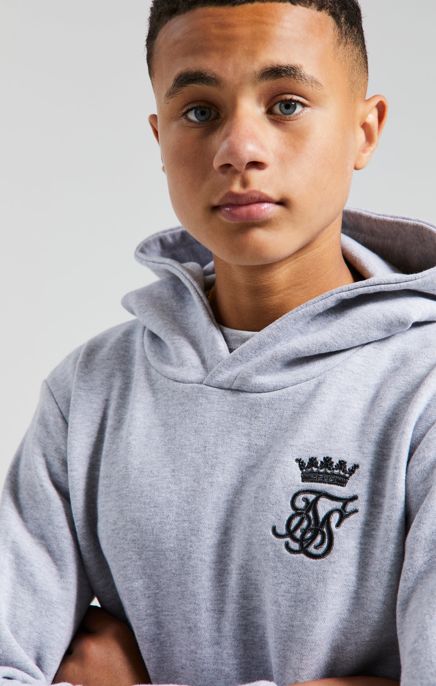 Load image into Gallery viewer, Boys Messi x SikSilk Grey Marl Embroidered Overhead Hoodie (1)