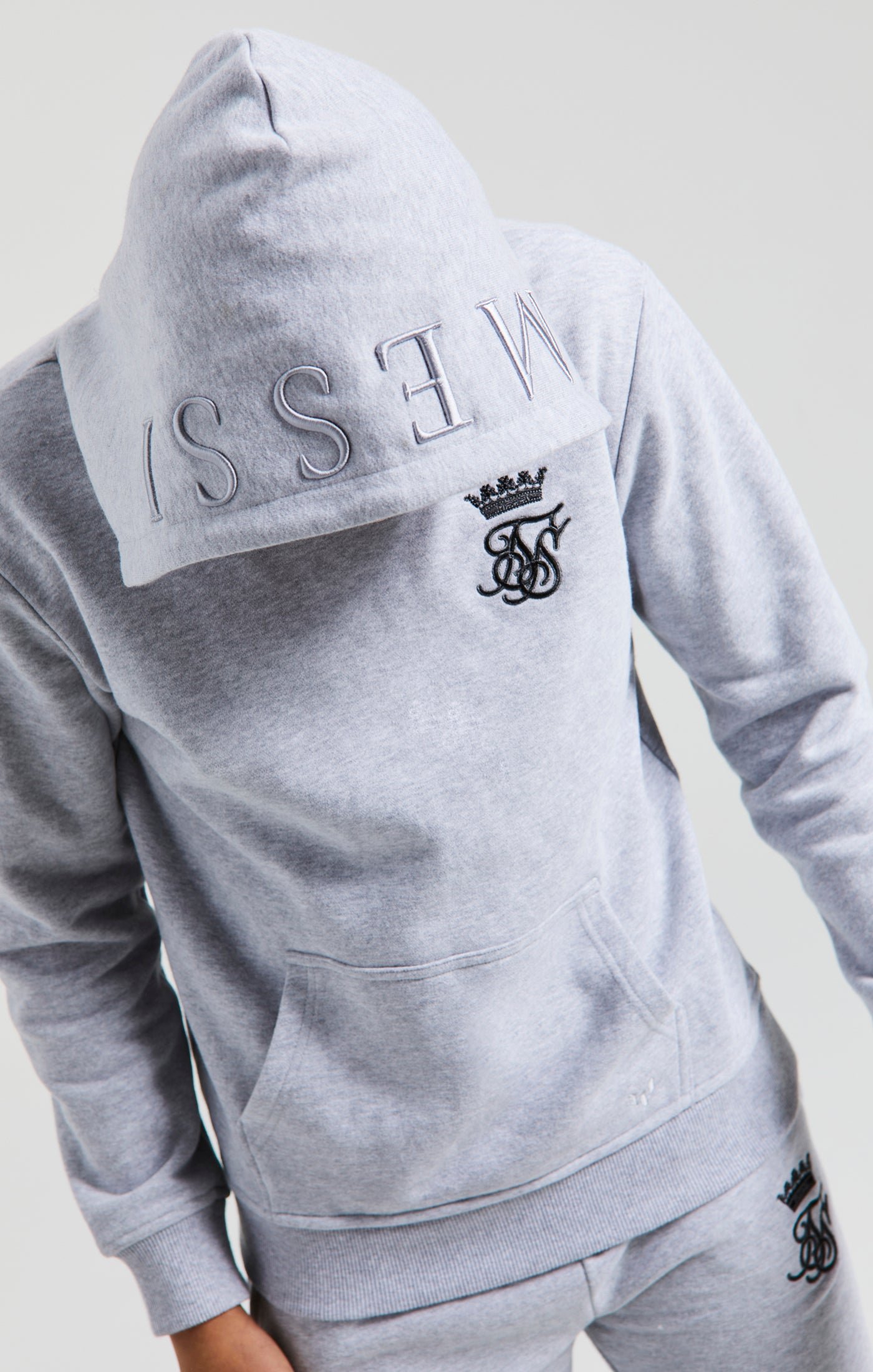 Load image into Gallery viewer, Boys Messi x SikSilk Grey Marl Embroidered Overhead Hoodie (2)