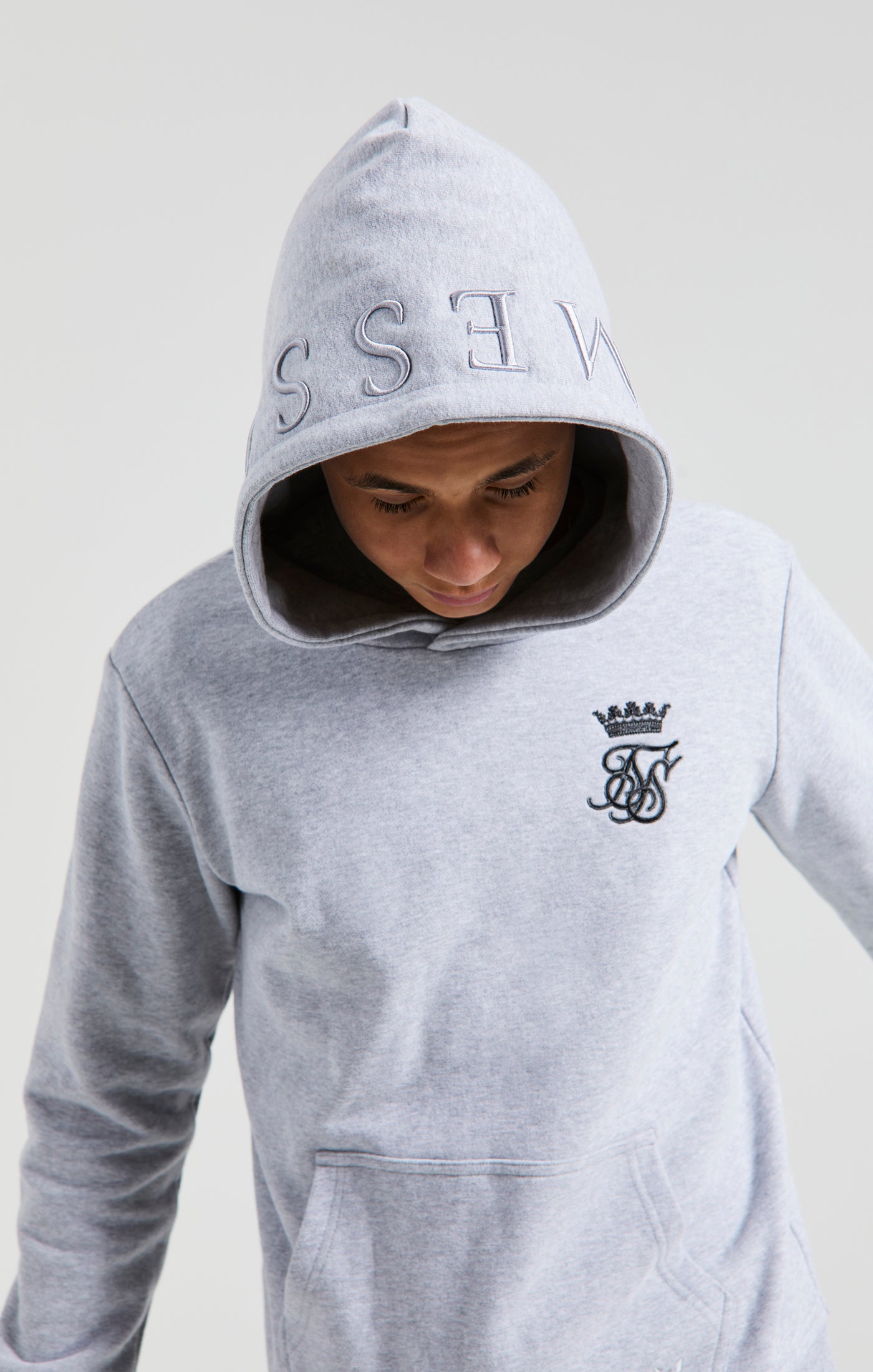 Load image into Gallery viewer, Boys Messi x SikSilk Grey Marl Embroidered Overhead Hoodie (3)