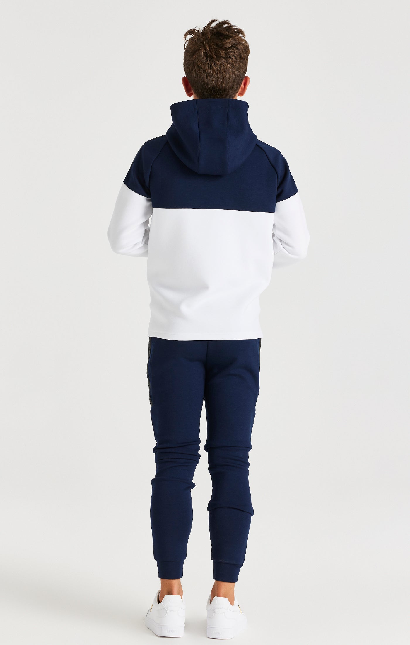 Load image into Gallery viewer, Boys Navy Poly Cut And Sew Tracksuit (2)