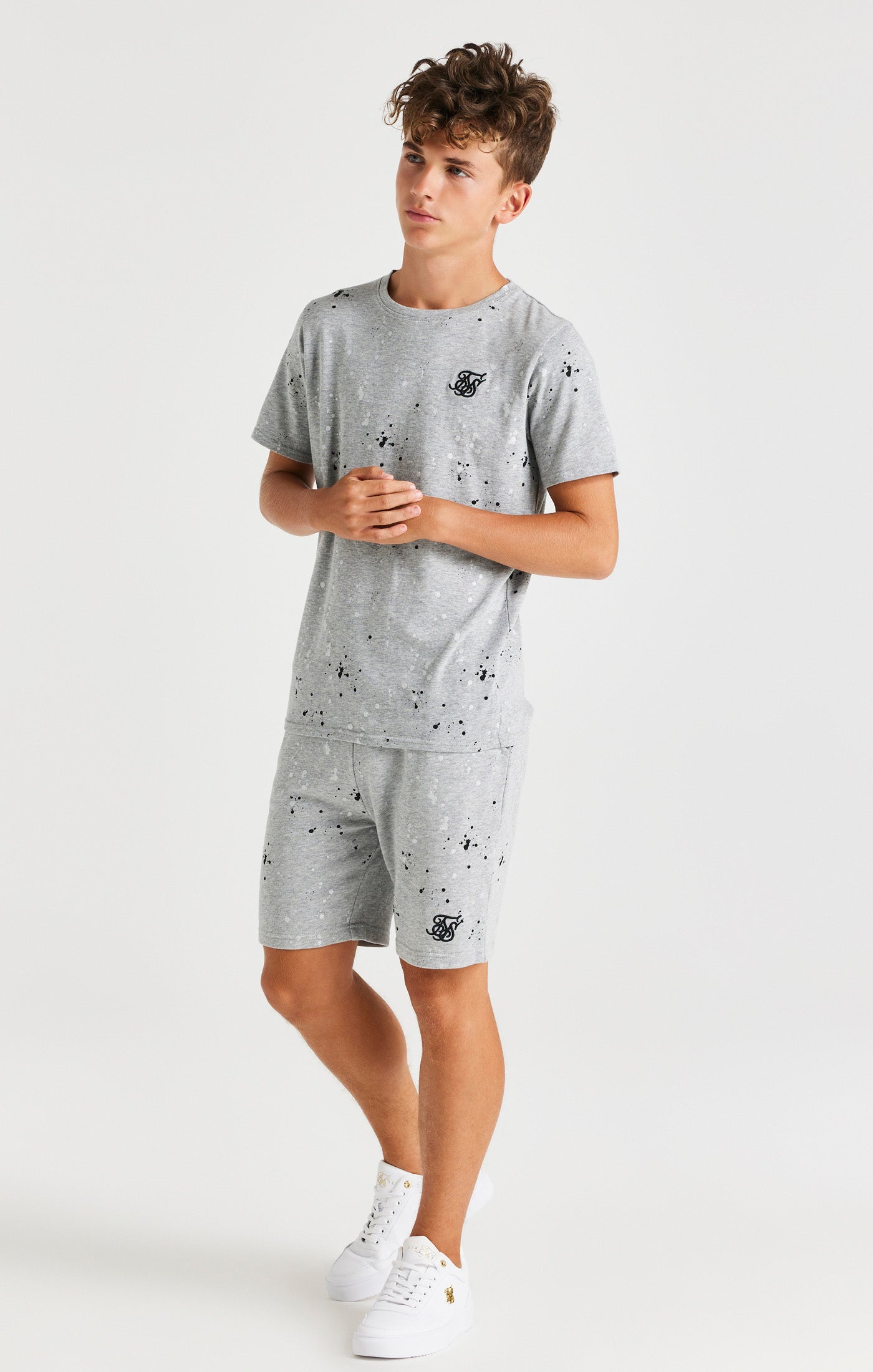 Load image into Gallery viewer, SikSilk Paint Splatter Shorts - Grey Marl (6)