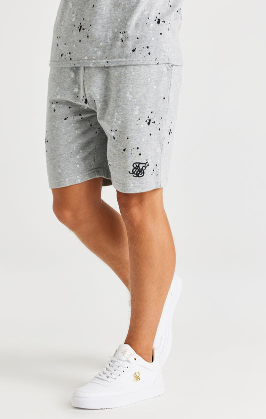 SikSilk Paint Splatter Shorts - Grey Marl