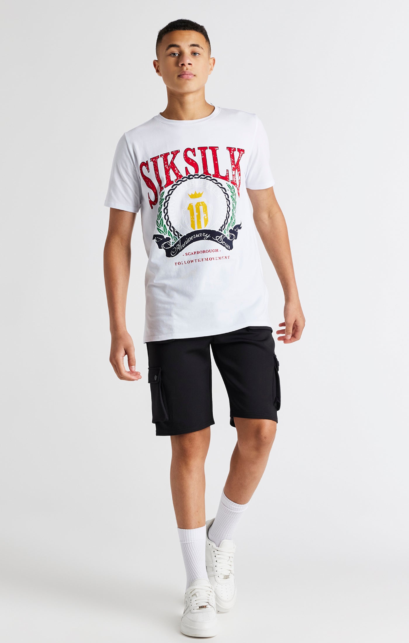 Load image into Gallery viewer, Boys White Varsity T-Shirt (2)