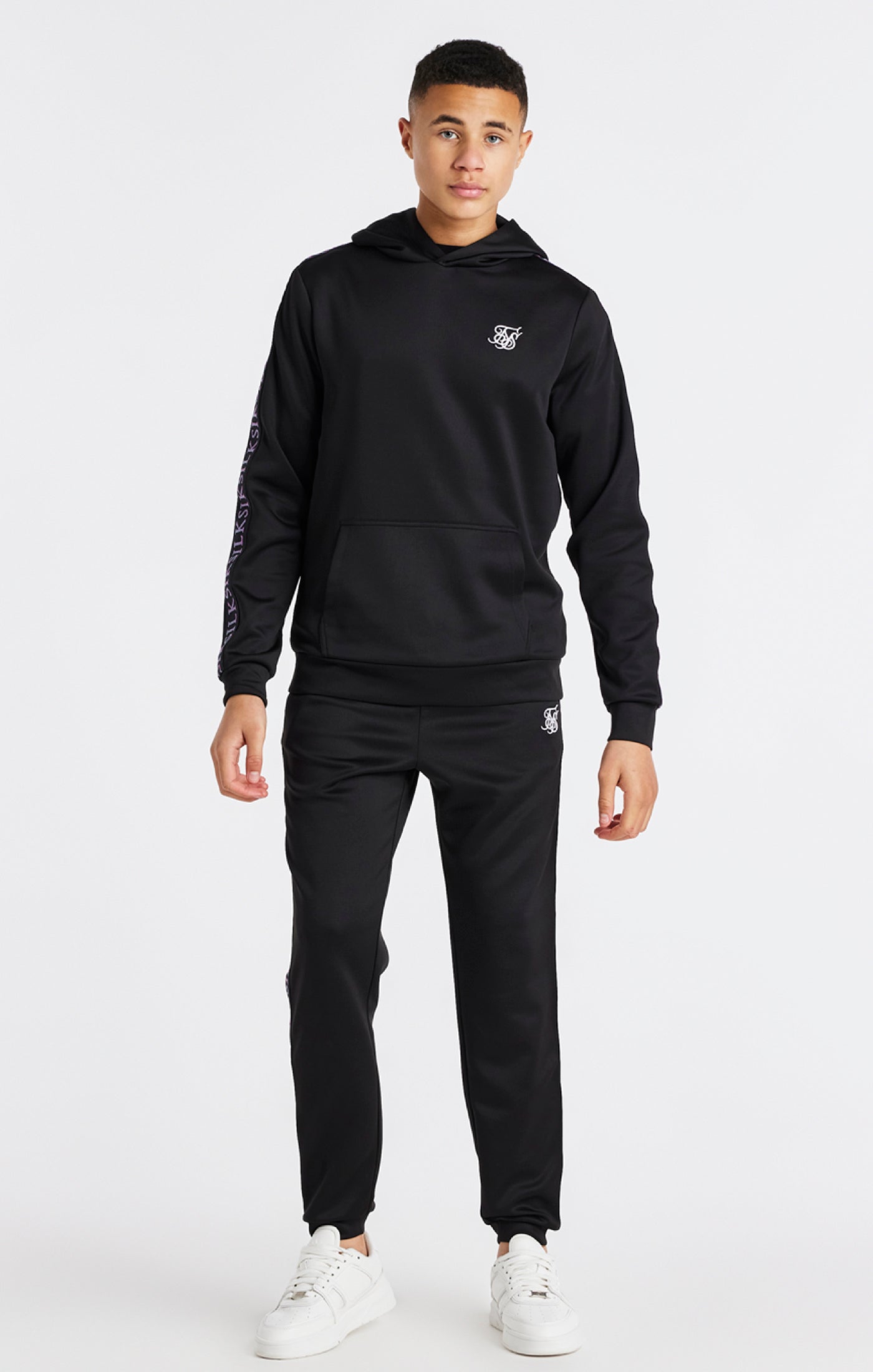 Load image into Gallery viewer, Boys Black Taped Hoodie (2)
