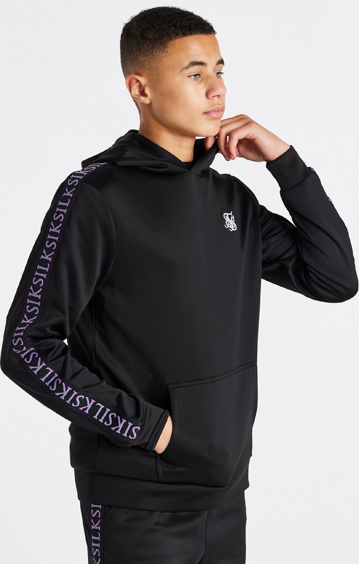 Load image into Gallery viewer, Boys Black Taped Hoodie (6)