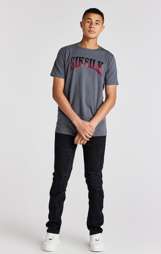 Boys Grey Varsity Rhinestone T-Shirt