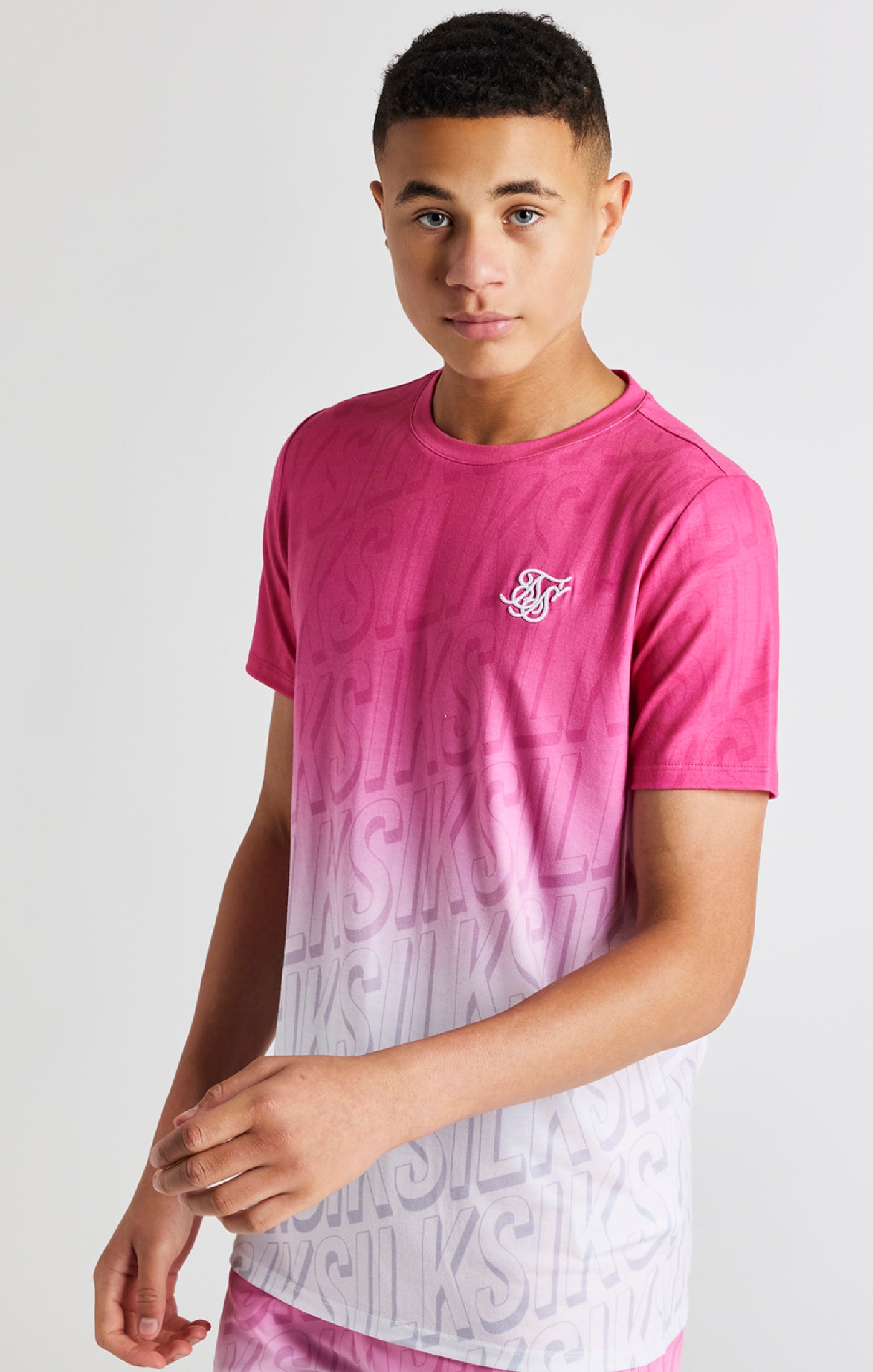 Load image into Gallery viewer, Boys Pink Branded Fade T-Shirt