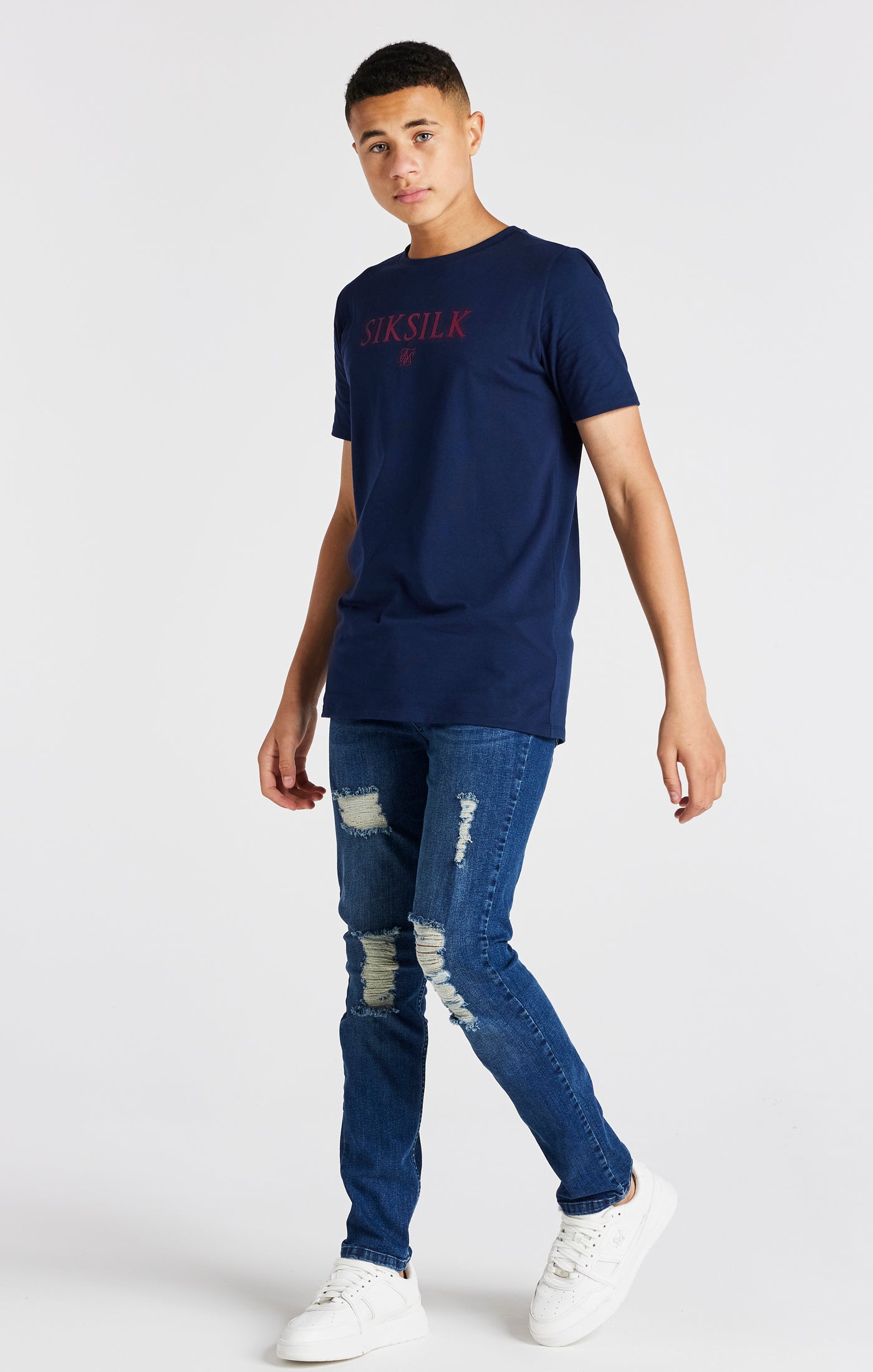 Load image into Gallery viewer, Boys Navy Branded Tee (5)