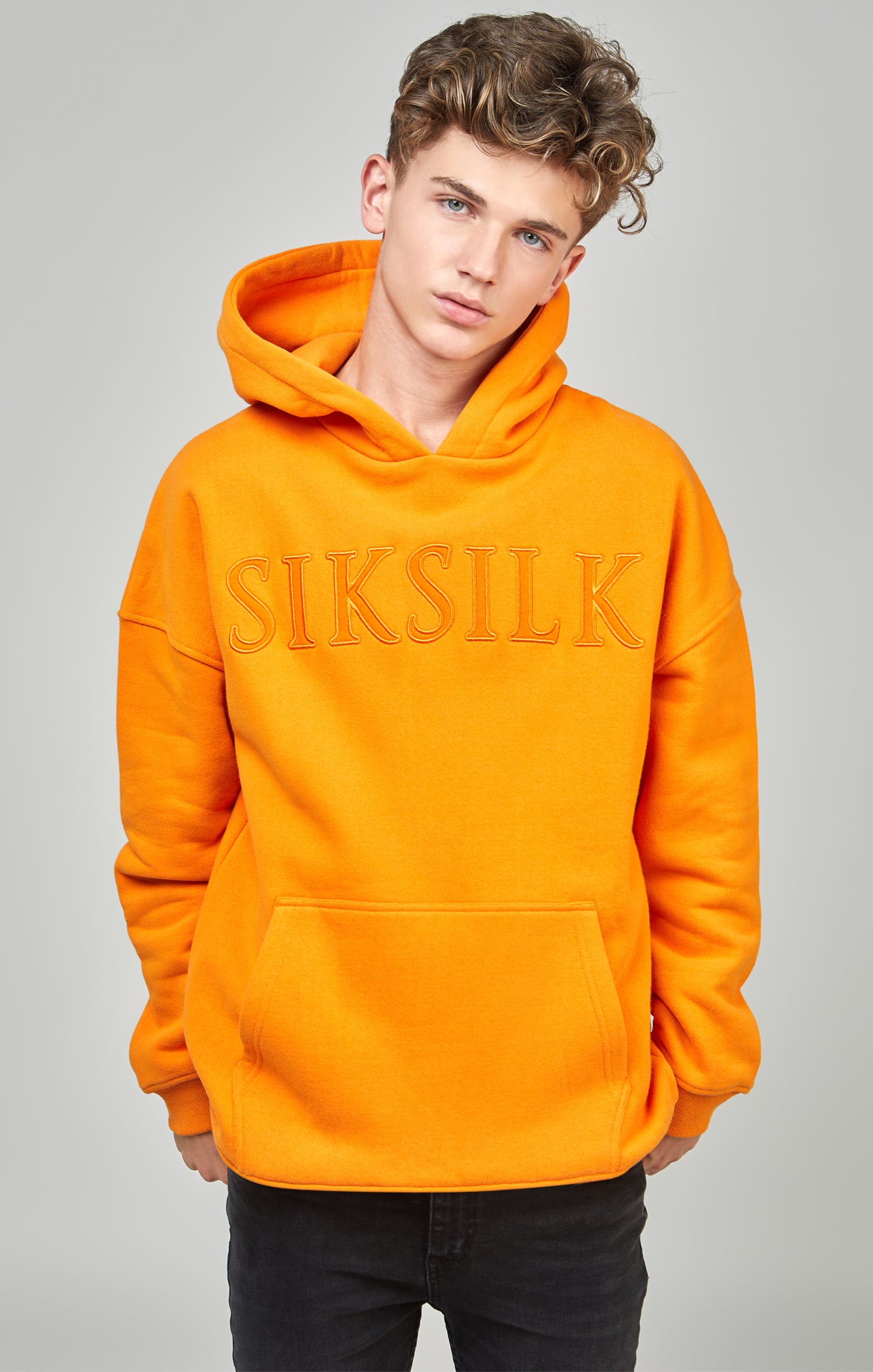 Load image into Gallery viewer, Boys Orange Applique Relaxed Fit Hoodie