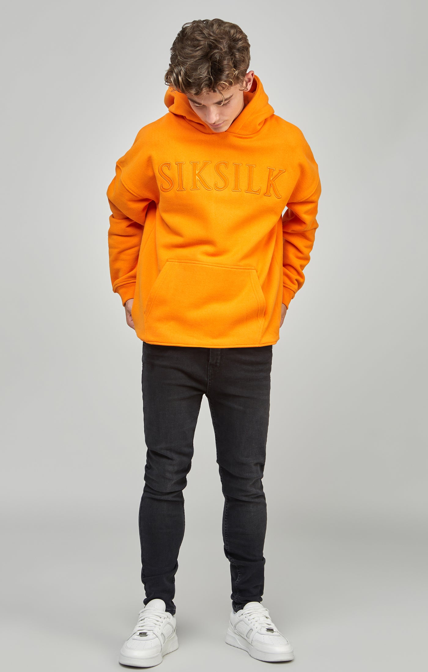 Load image into Gallery viewer, Boys Orange Applique Relaxed Fit Hoodie (2)