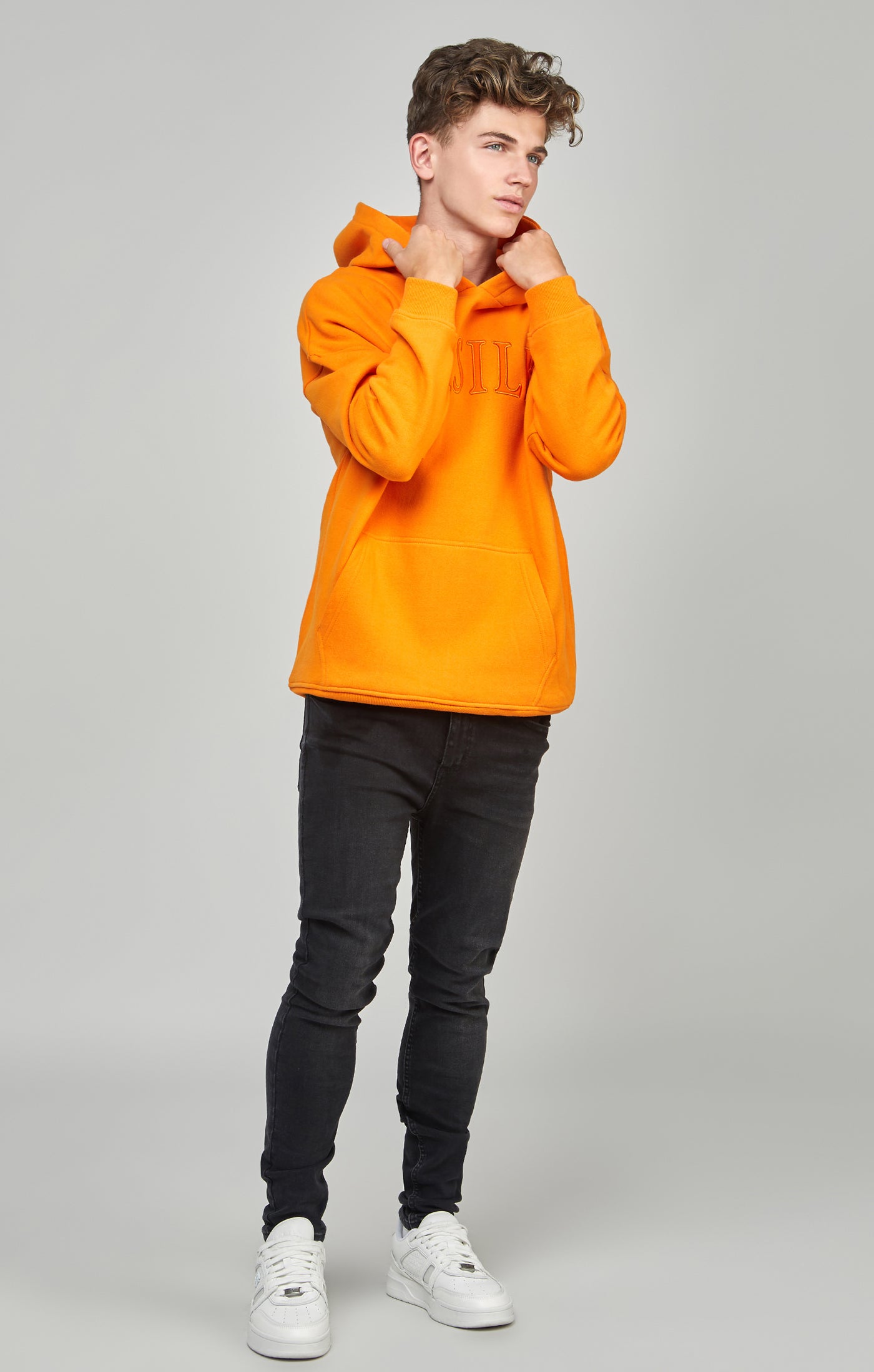 Load image into Gallery viewer, Boys Orange Applique Relaxed Fit Hoodie (3)