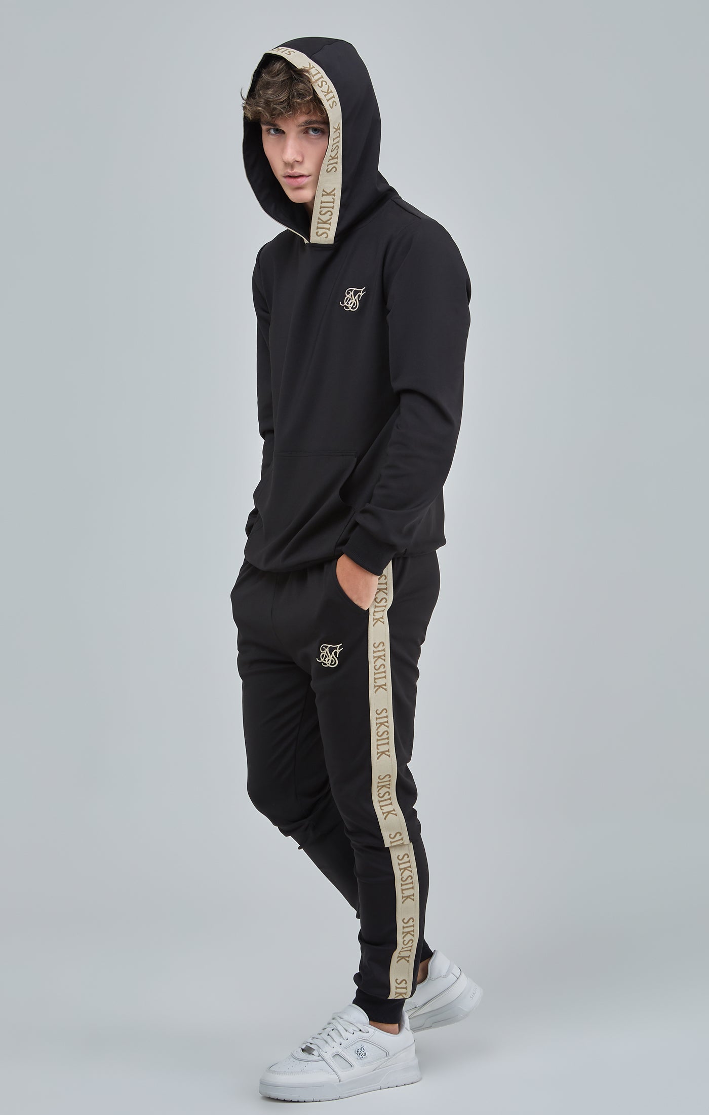 Load image into Gallery viewer, Boys Black Taped Hoodie (1)