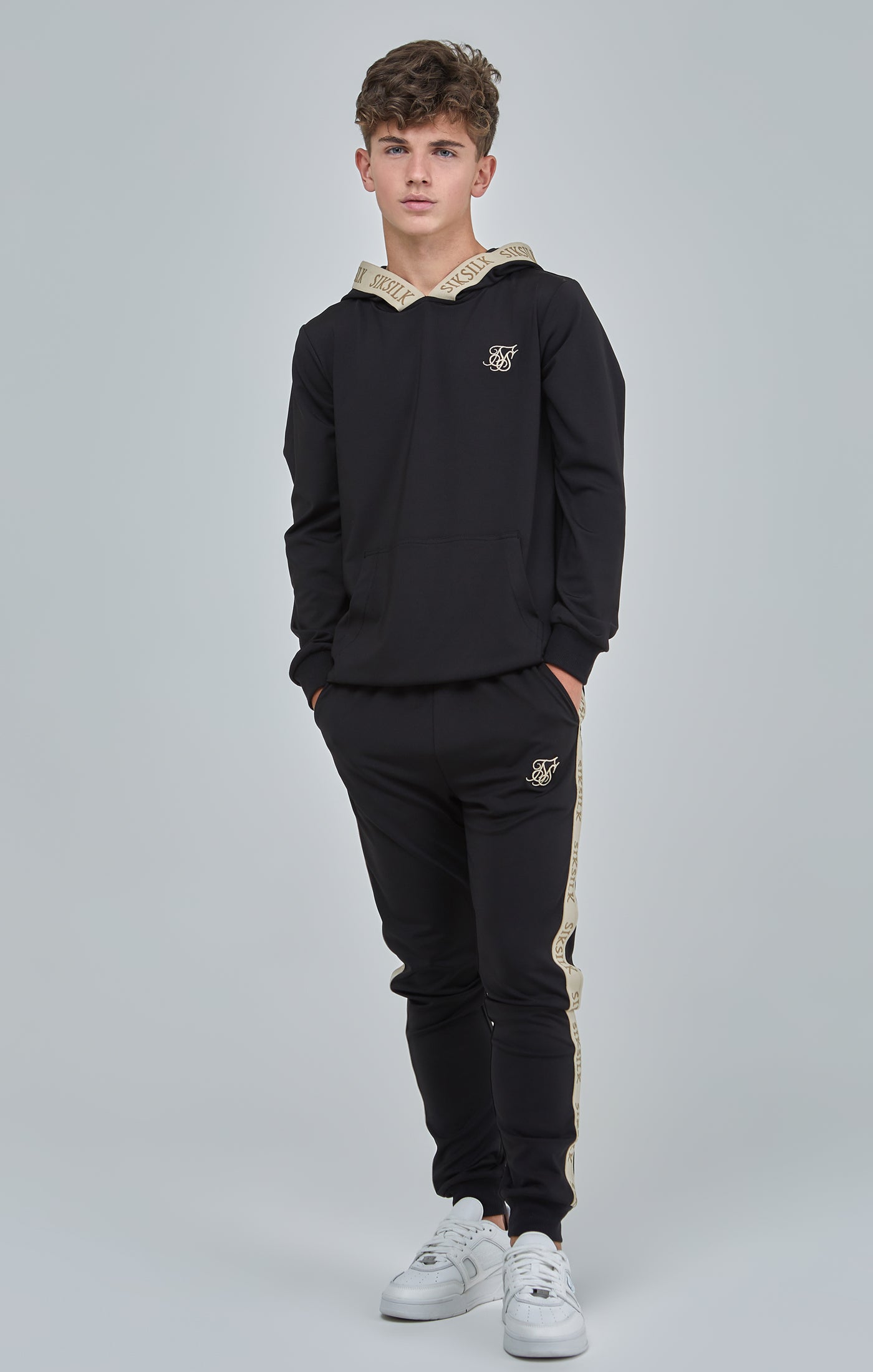 Load image into Gallery viewer, Boys Black Taped Hoodie (3)