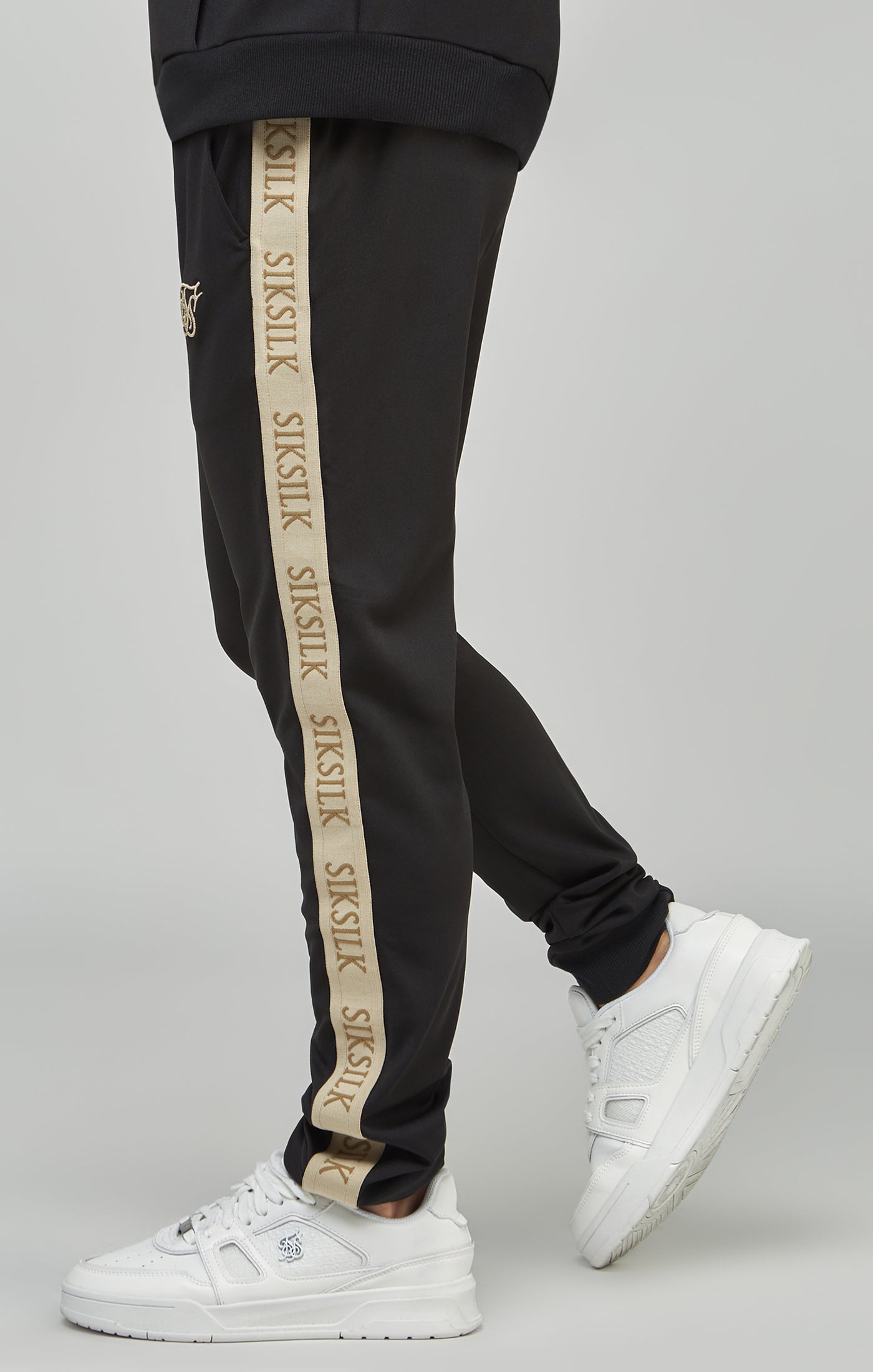 Load image into Gallery viewer, Boys Black Taped Skinny Joggers (1)