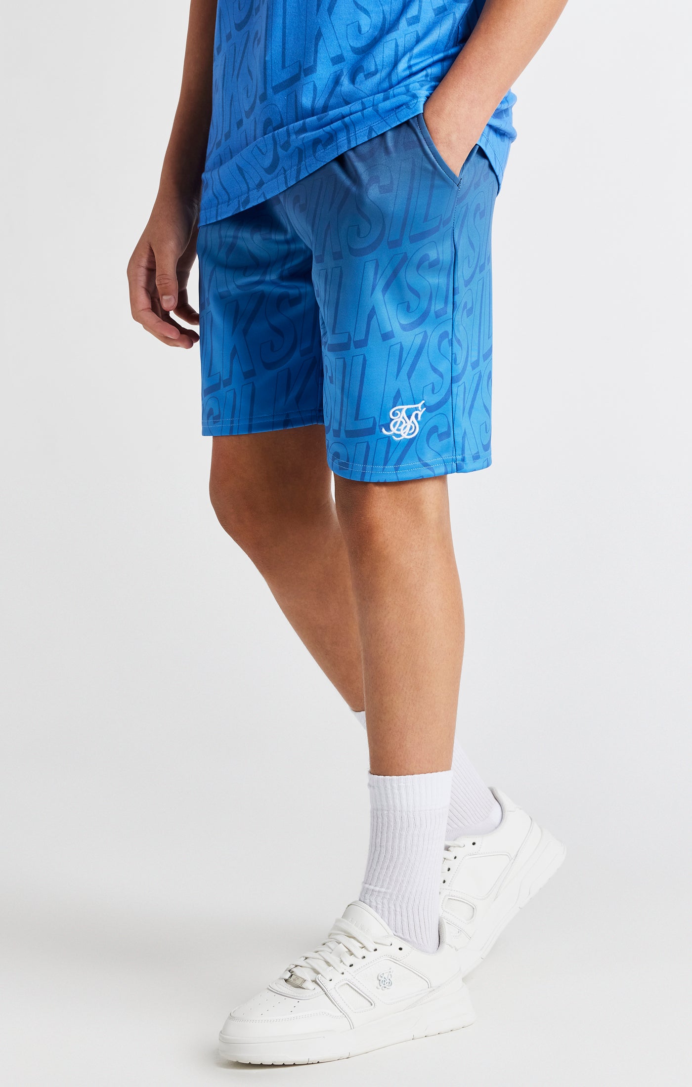 Load image into Gallery viewer, Boys Blue Branded Fade Regular Fit Short