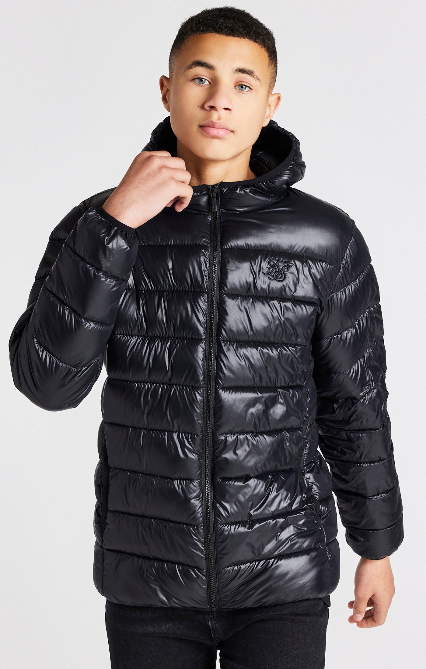 Load image into Gallery viewer, Boys Black Lightweight Bubble Jacket