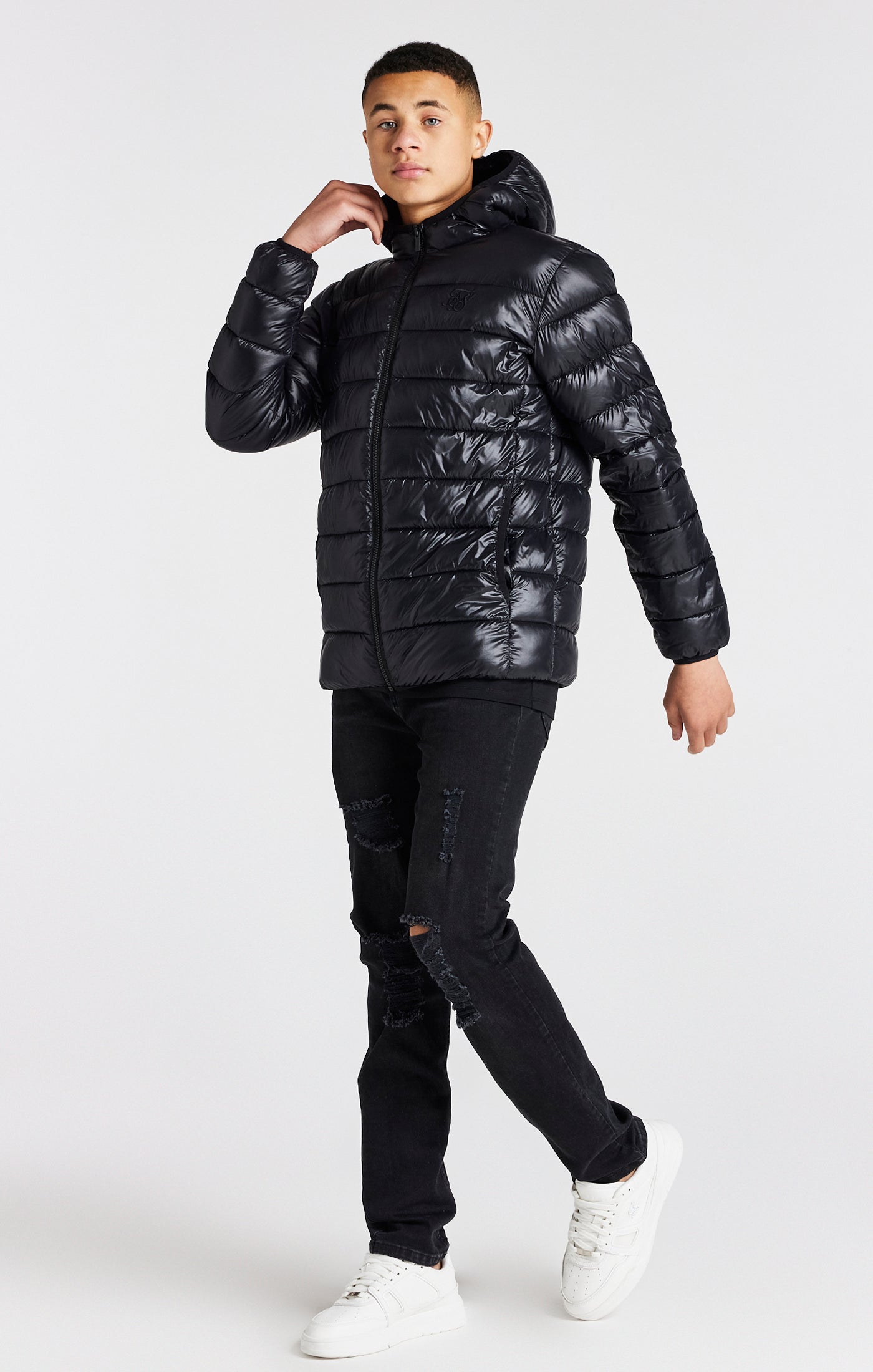 Load image into Gallery viewer, Boys Black Lightweight Bubble Jacket (2)