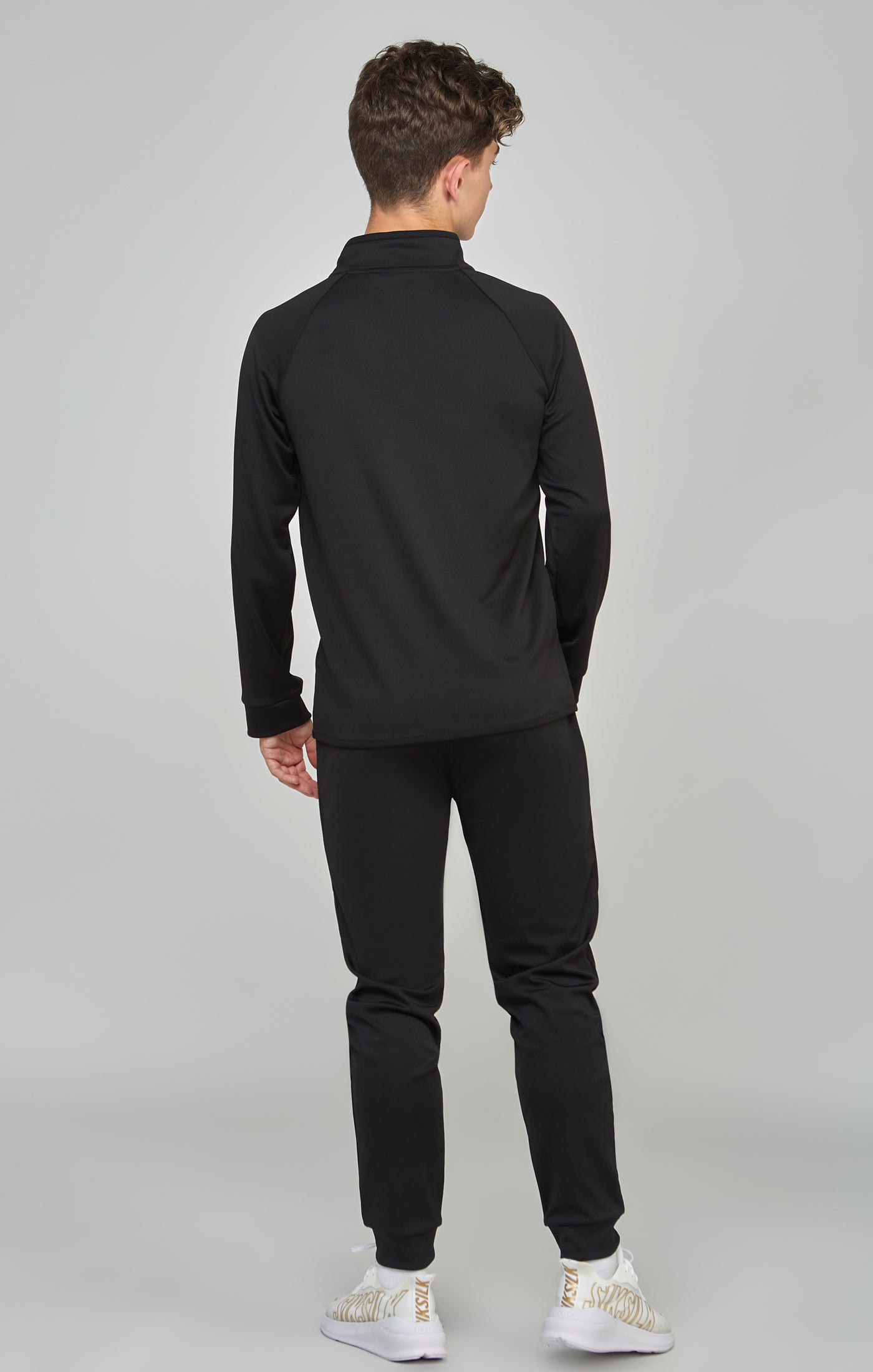 Load image into Gallery viewer, Boys Black 1/4 Zip &amp; Jogger Tracksuit (4)