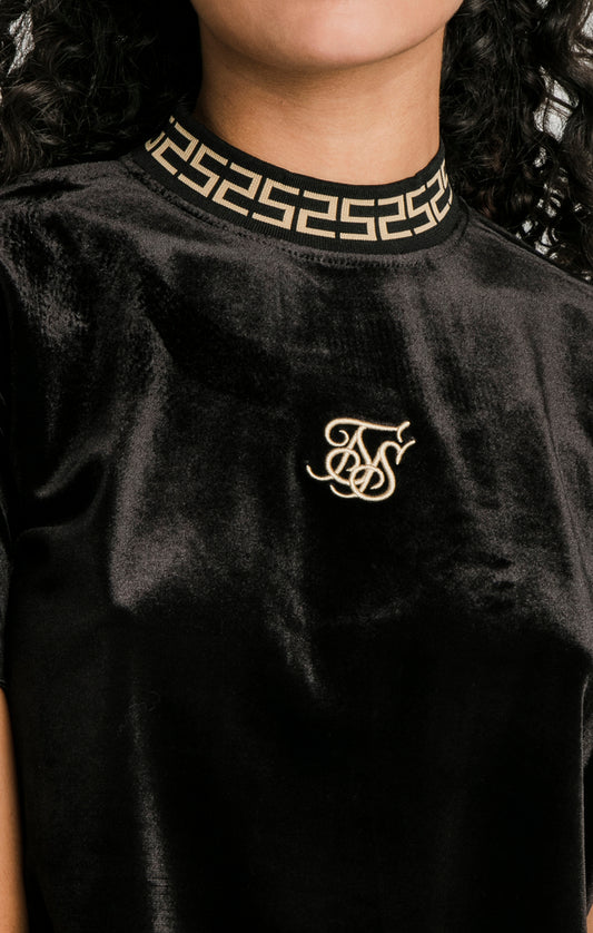 Black Velour Crop T-Shirt
